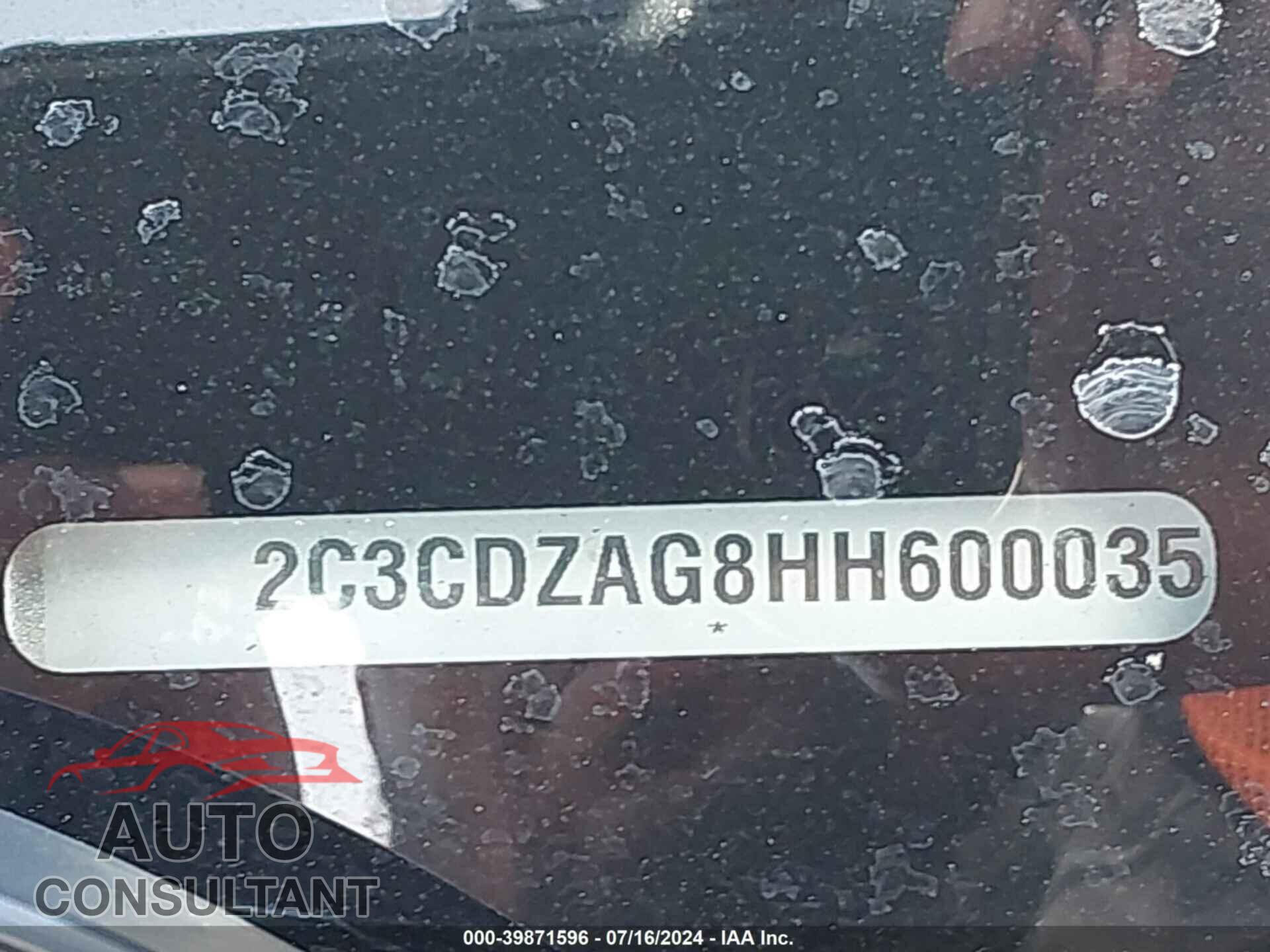 DODGE CHALLENGER 2017 - 2C3CDZAG8HH600035