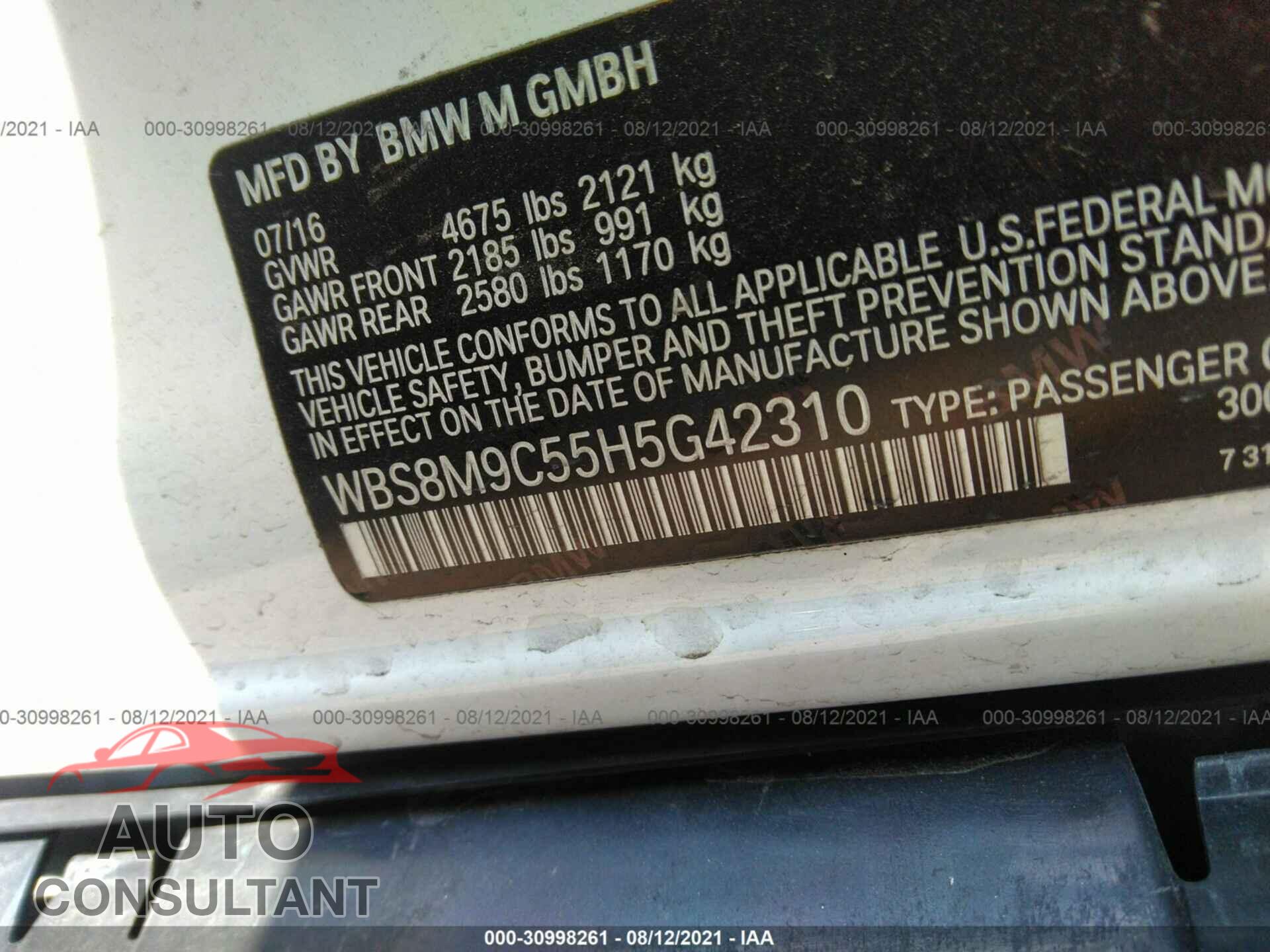 BMW M3 2017 - WBS8M9C55H5G42310