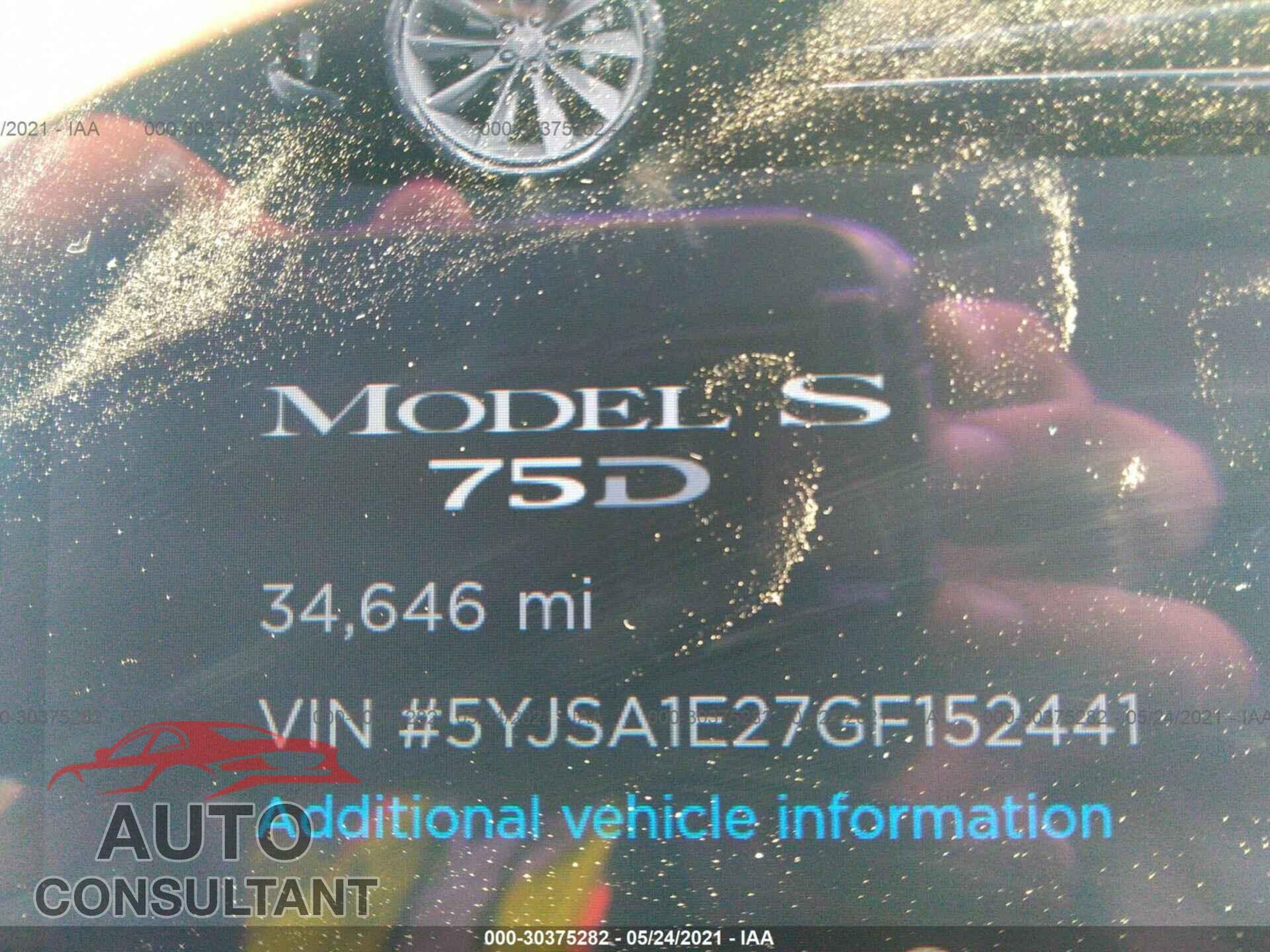 TESLA MODEL S 2016 - 5YJSA1E27GF152441