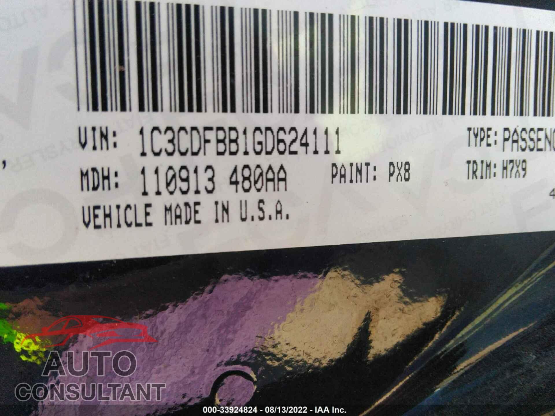 DODGE DART 2016 - 1C3CDFBB1GD624111