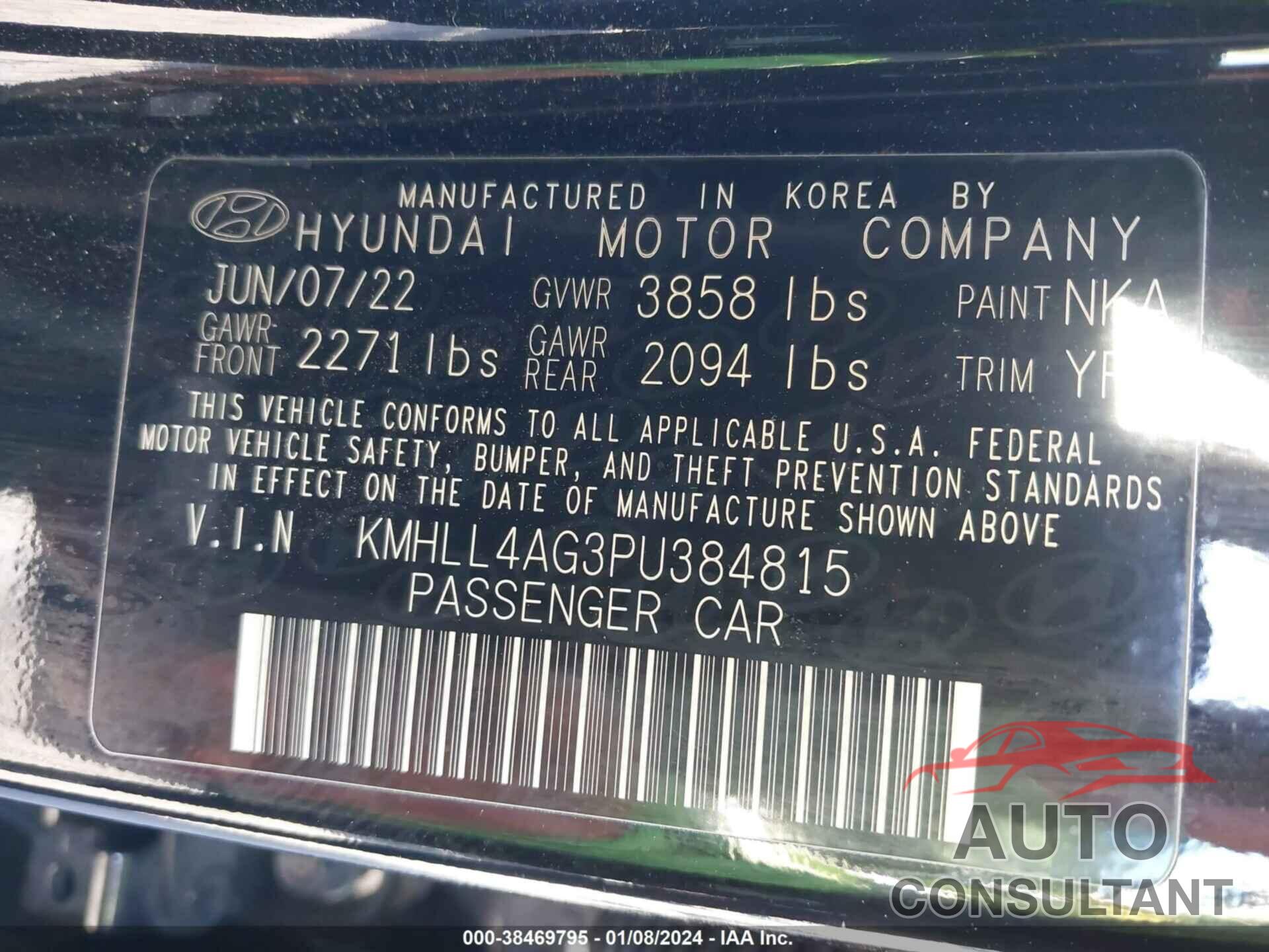 HYUNDAI ELANTRA 2023 - KMHLL4AG3PU384815