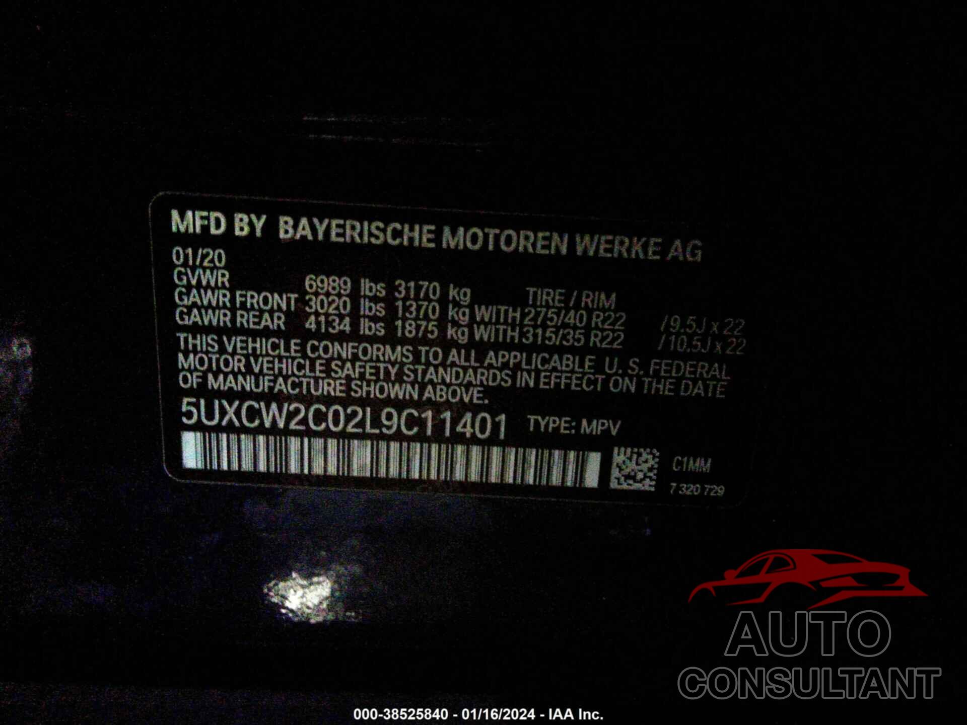 BMW X7 2020 - 5UXCW2C02L9C11401