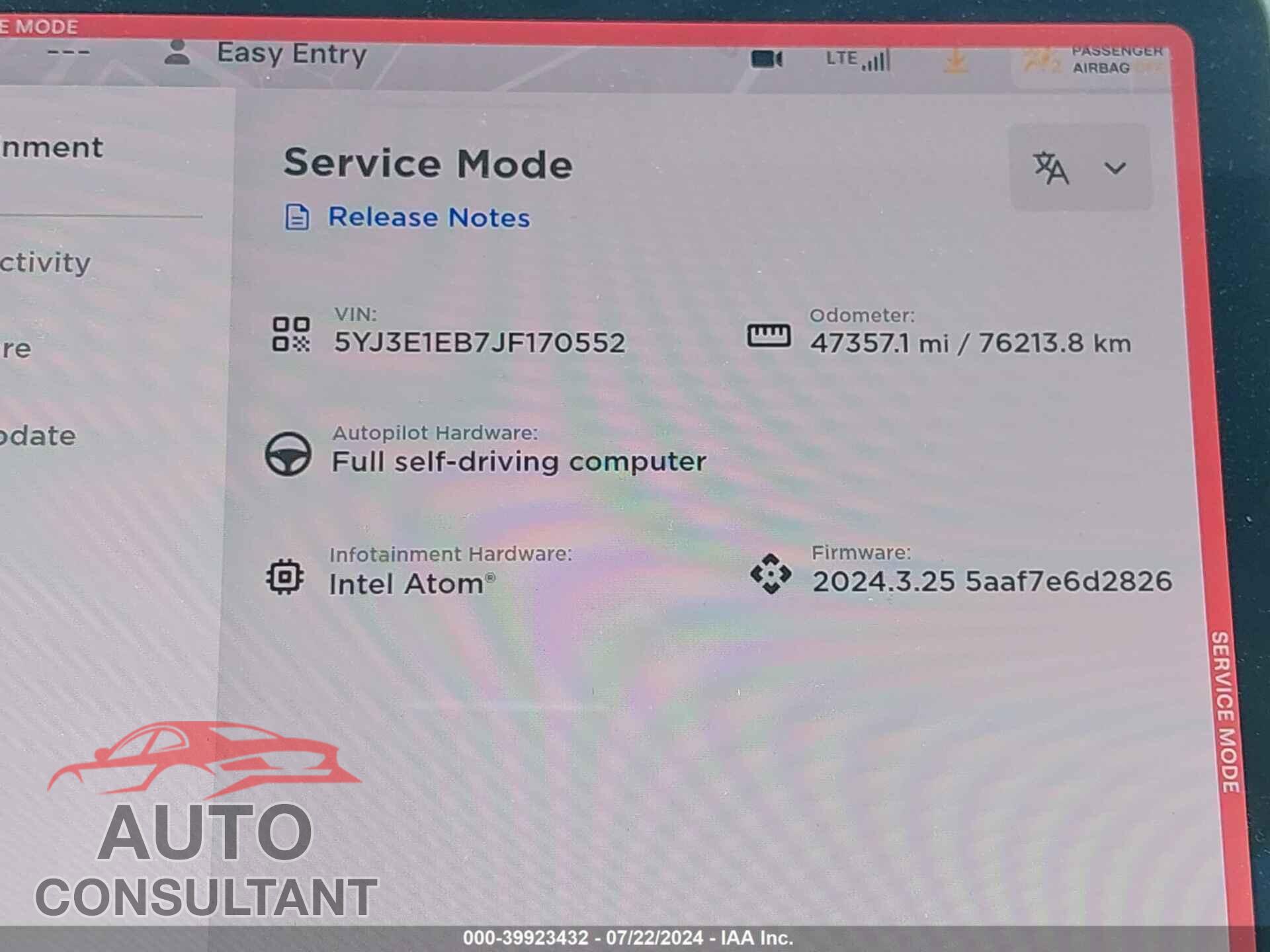 TESLA MODEL 3 2018 - 5YJ3E1EB7JF170552