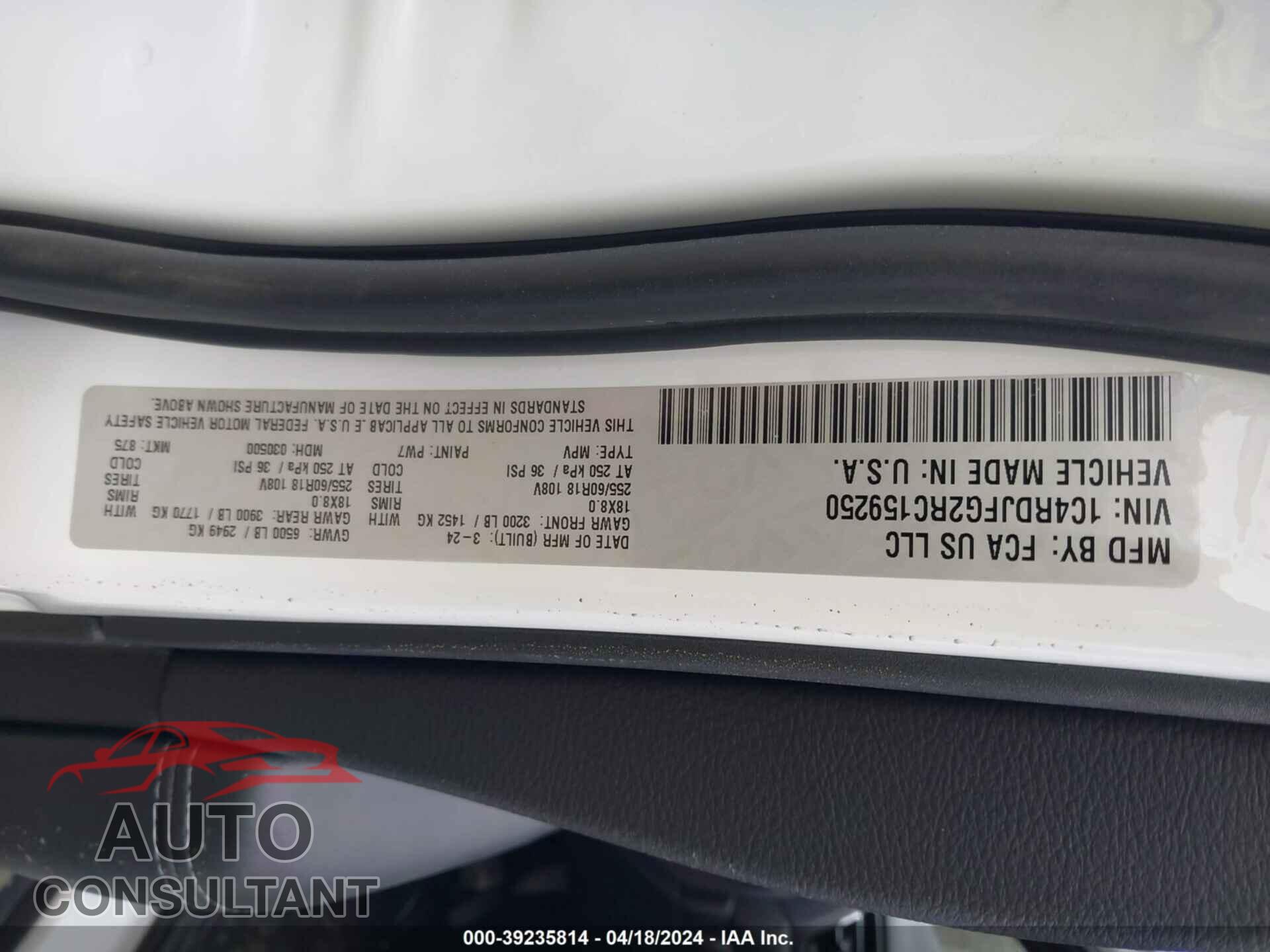 DODGE DURANGO 2024 - 1C4RDJFG2RC159250
