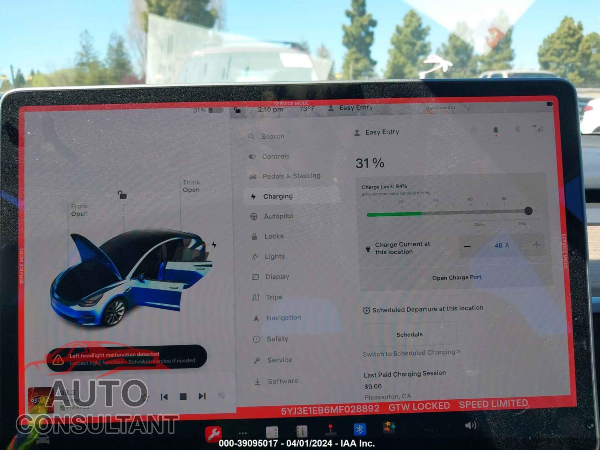 TESLA MODEL 3 2021 - 5YJ3E1EB6MF028892