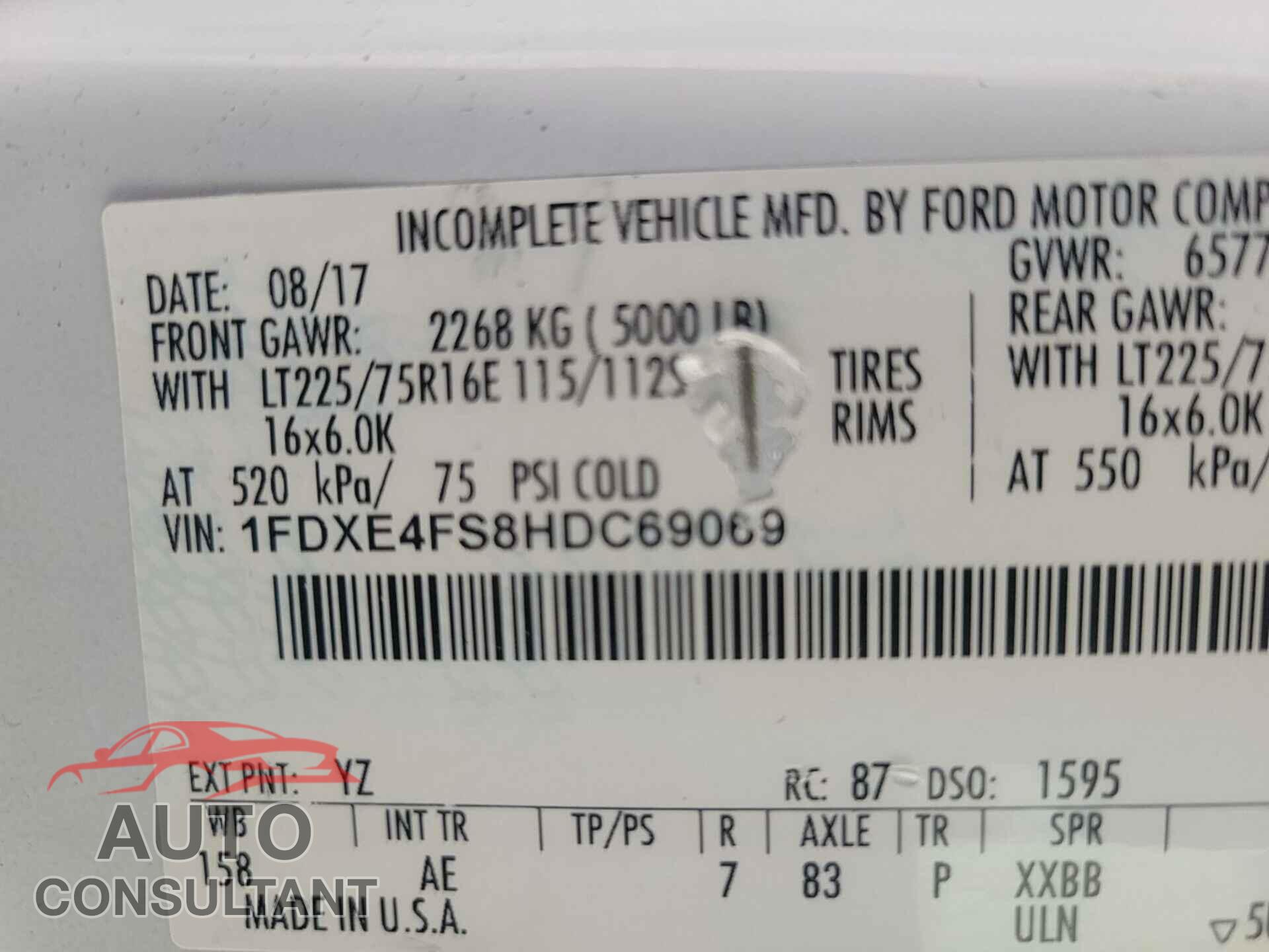 FORD ECONOLINE 2017 - 1FDXE4FS8HDC69069