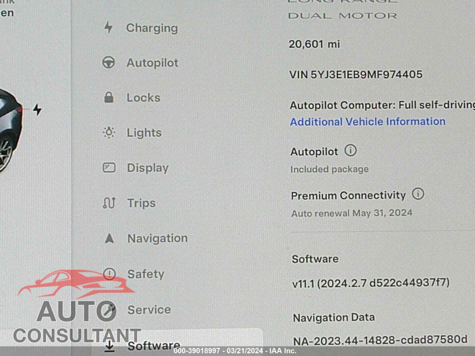 TESLA MODEL 3 2021 - 5YJ3E1EB9MF974405