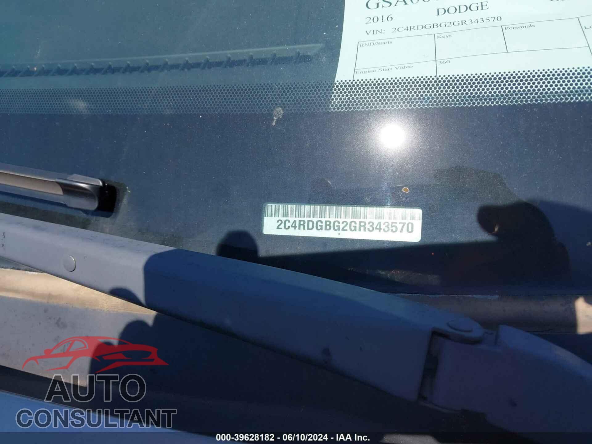 DODGE GRAND CARAVAN 2016 - 2C4RDGBG2GR343570