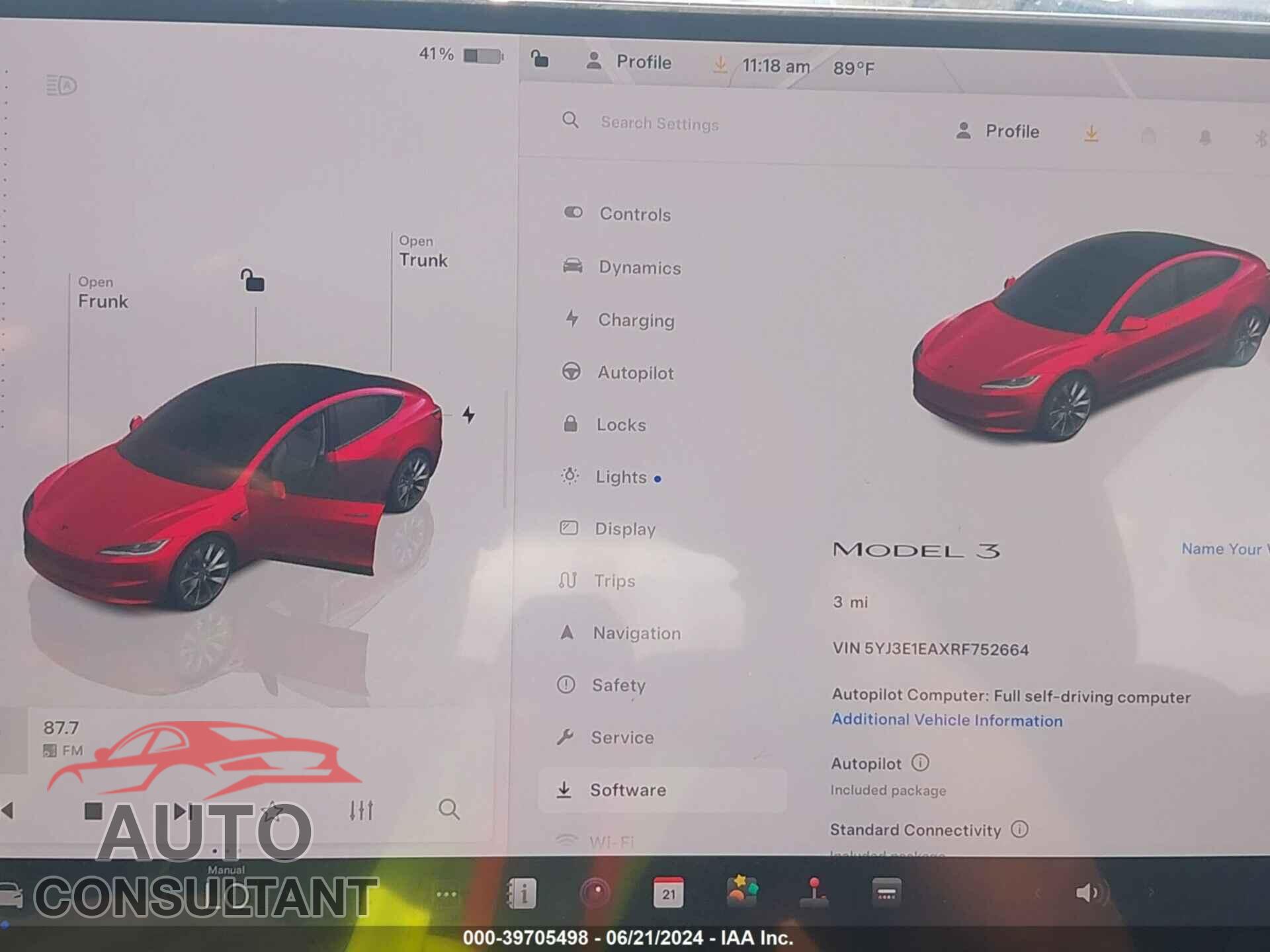 TESLA MODEL 3 2024 - 5YJ3E1EAXRF752664
