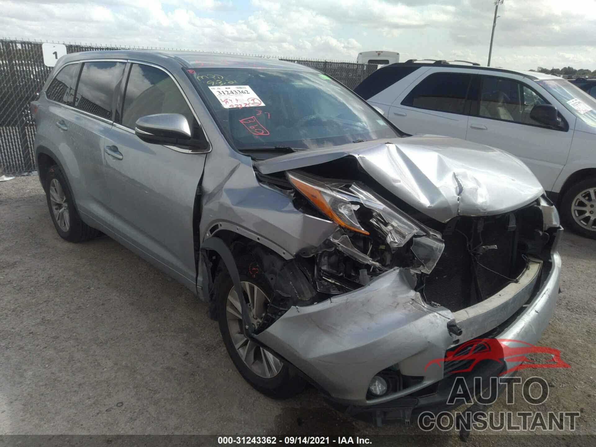 TOYOTA HIGHLANDER 2016 - 5TDZKRFH6GS180577