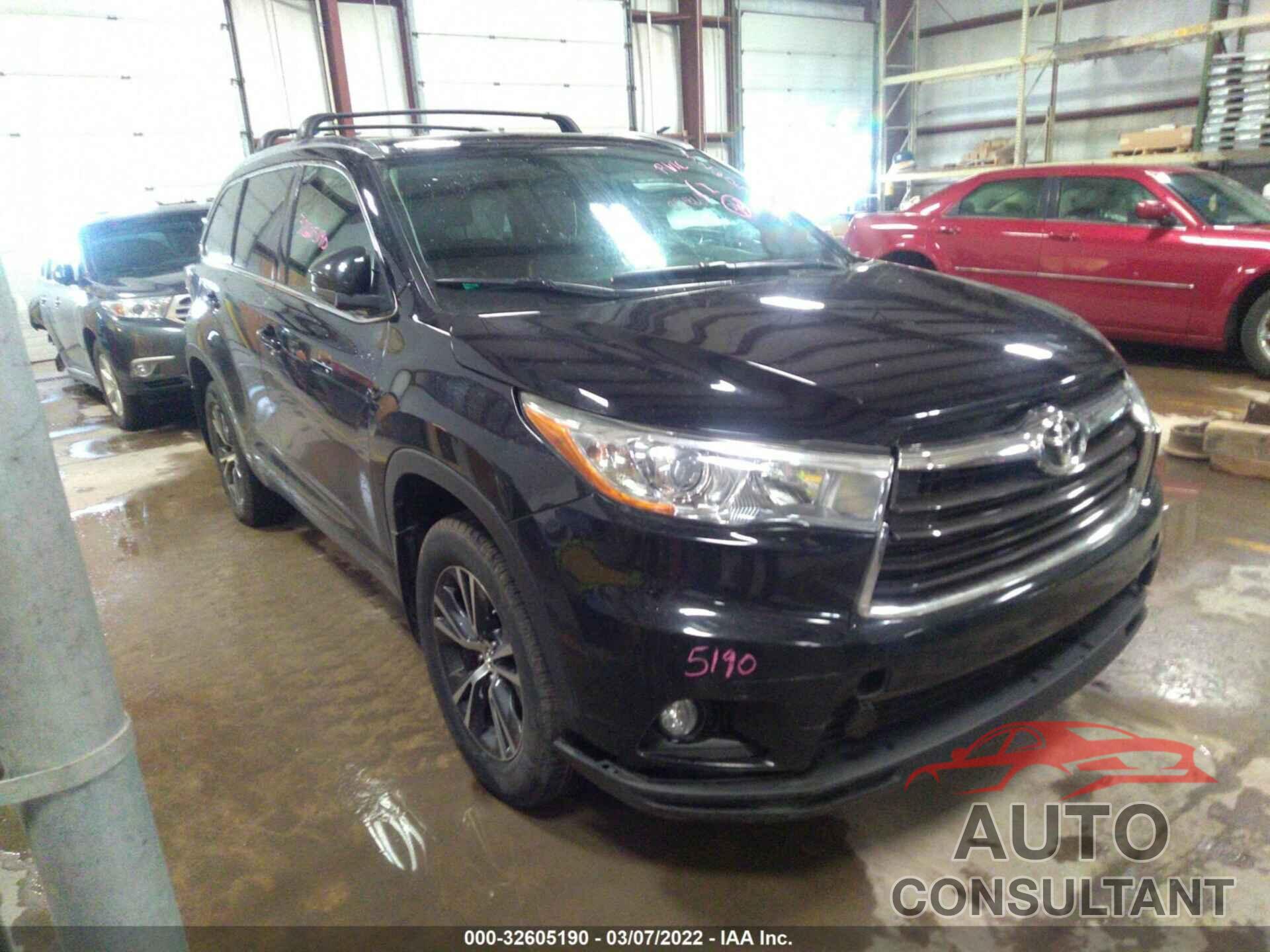 TOYOTA HIGHLANDER 2016 - 5TDJKRFH0GS242438