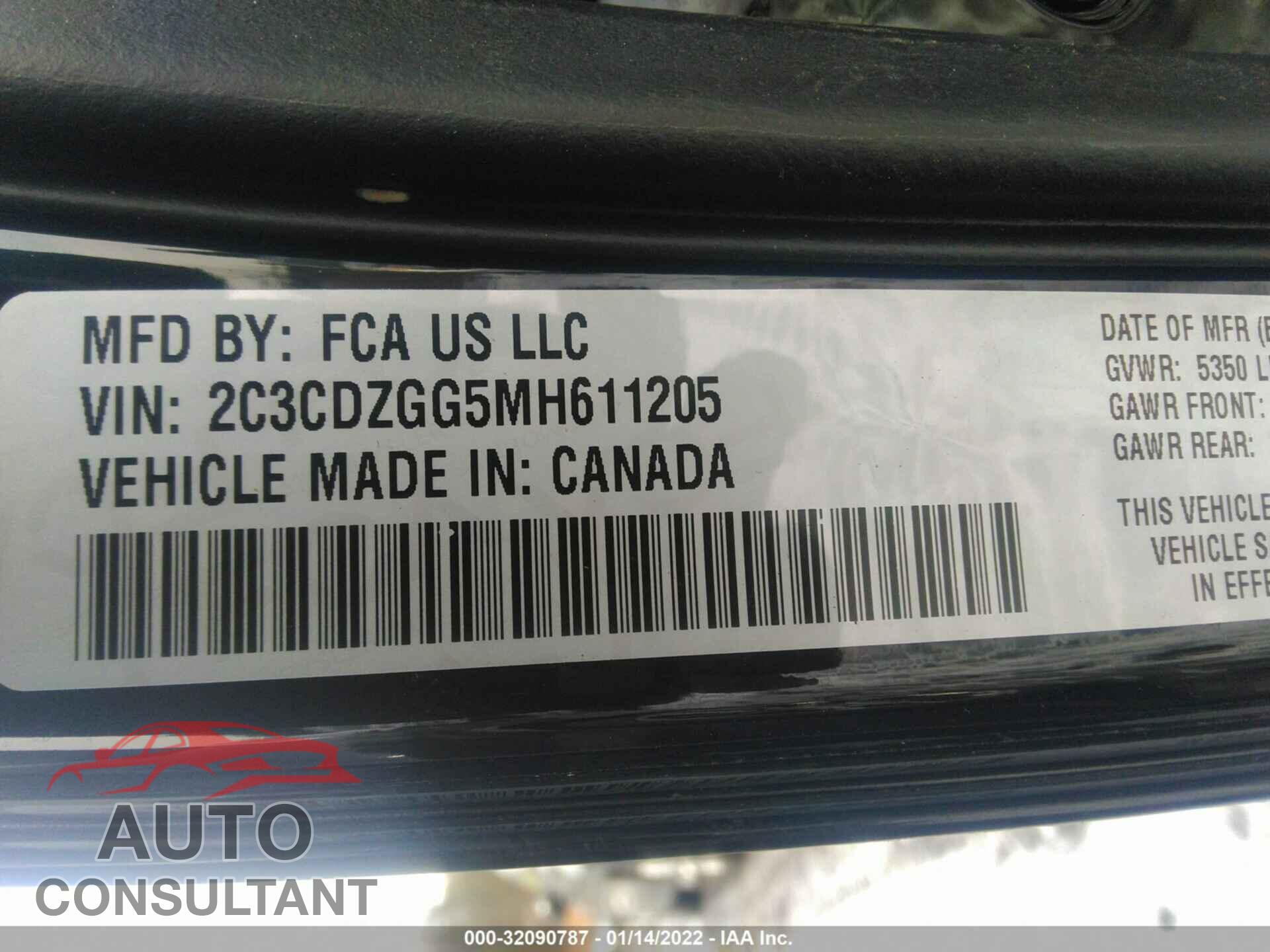 DODGE CHALLENGER 2021 - 2C3CDZGG5MH611205