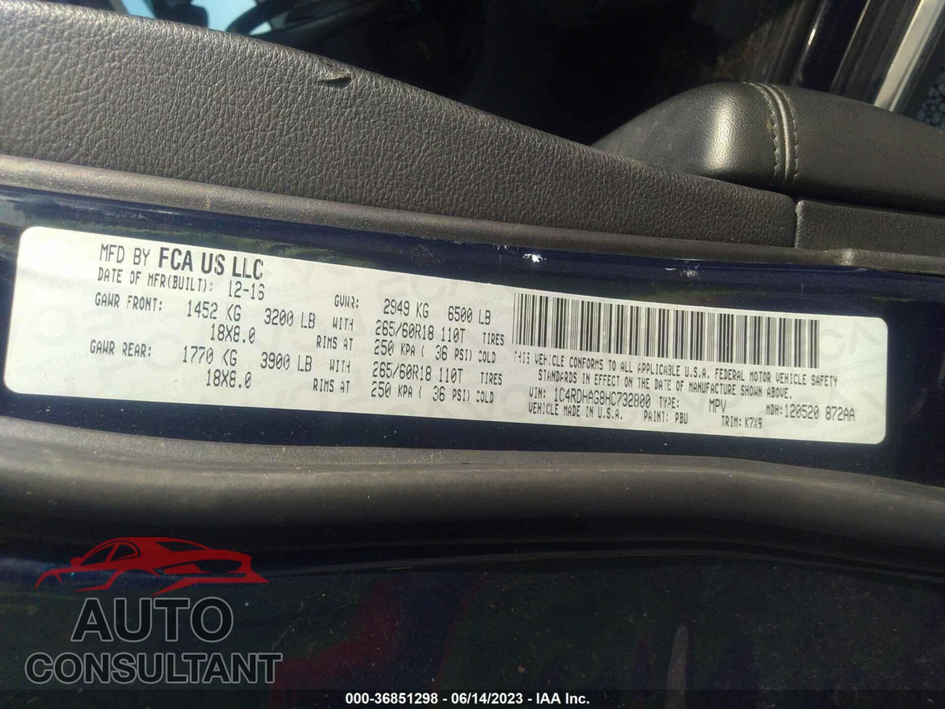DODGE DURANGO 2017 - 1C4RDHAG8HC732800