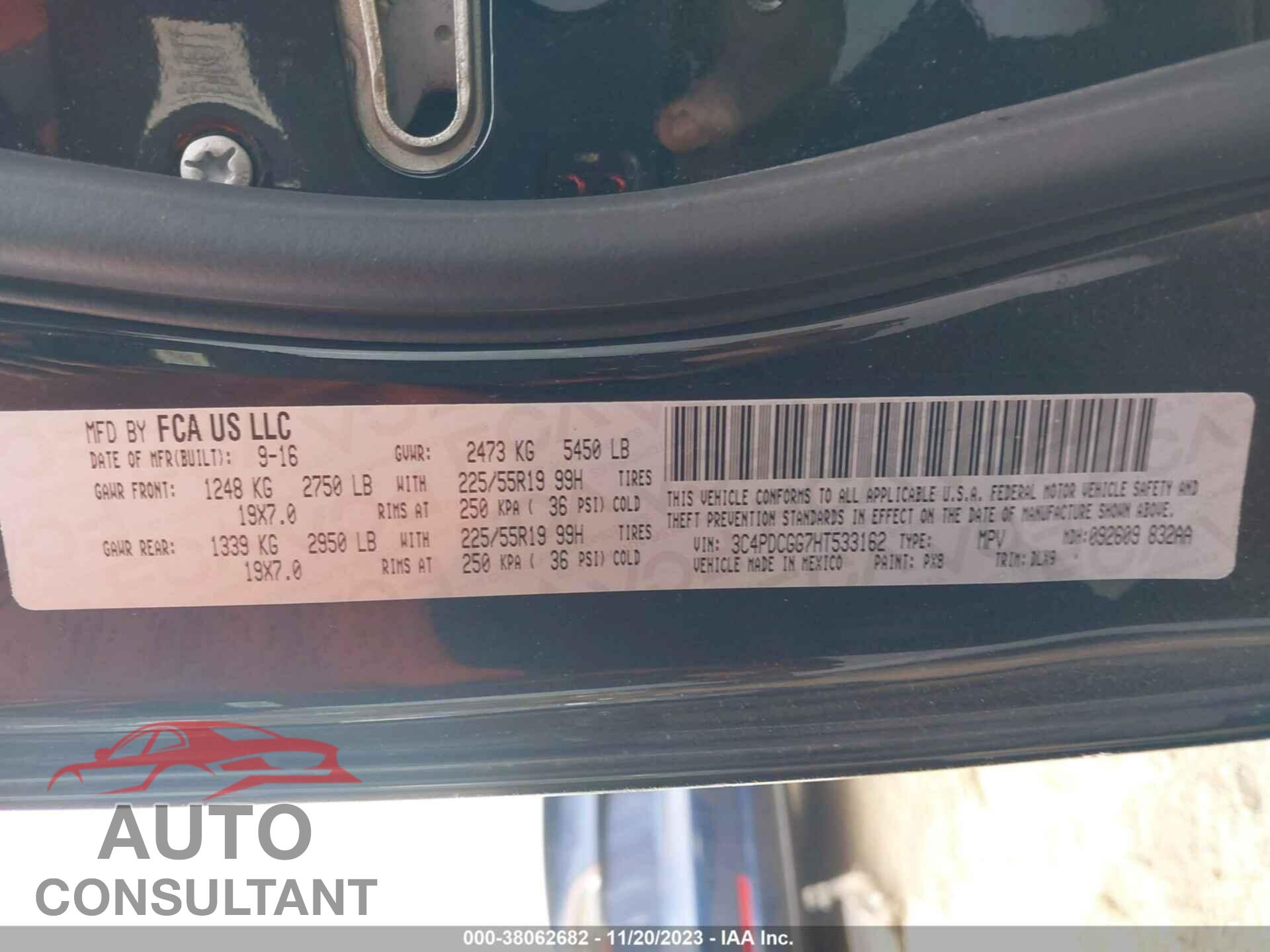 DODGE JOURNEY 2017 - 3C4PDCGG7HT533162