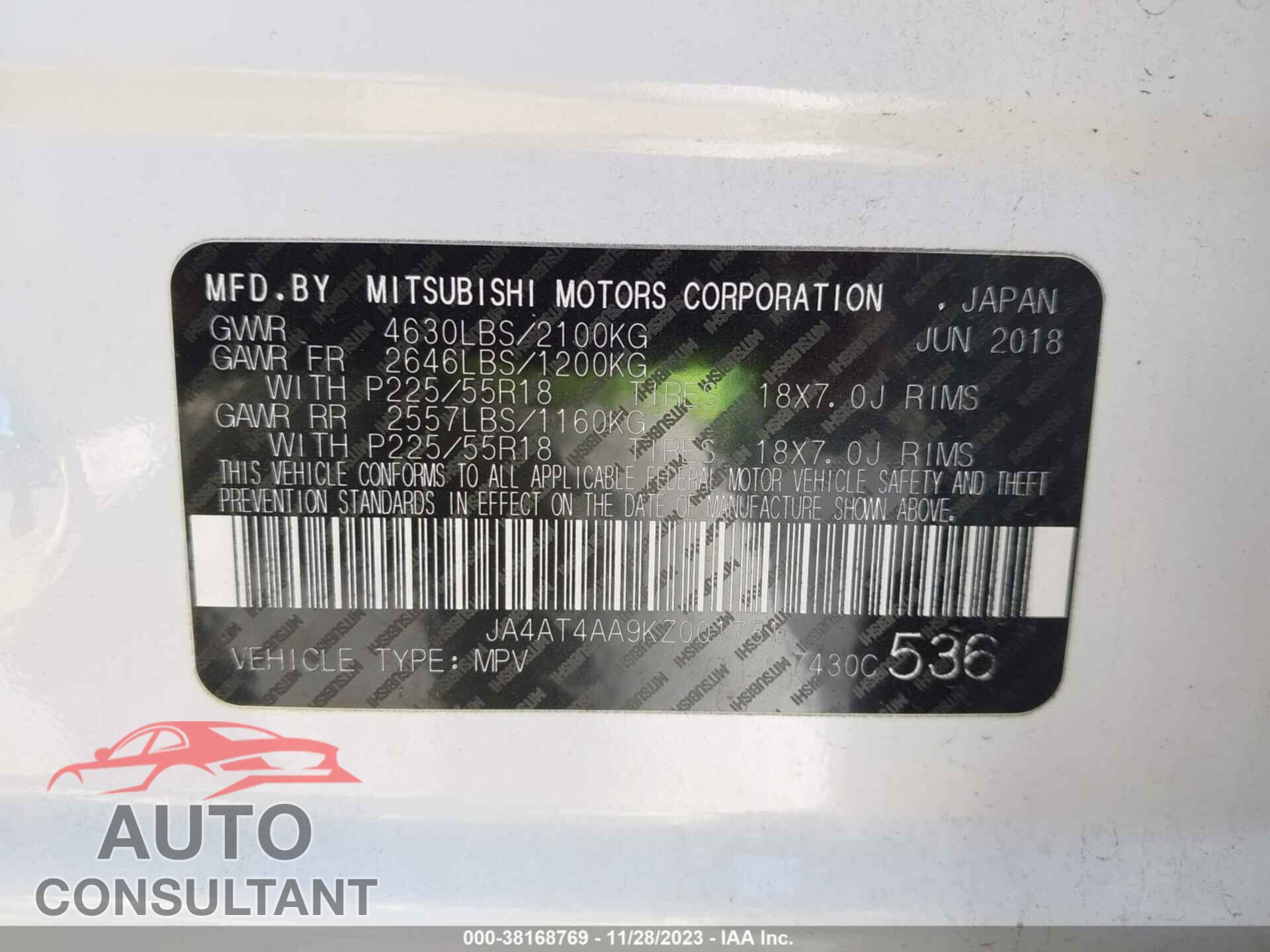 MITSUBISHI ECLIPSE CROSS 2019 - JA4AT4AA9KZ001781