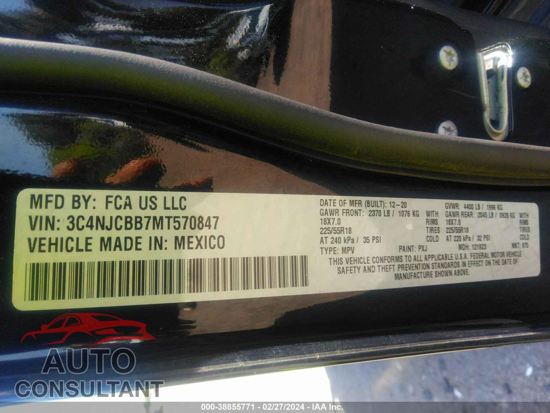 JEEP COMPASS 2021 - 3C4NJCBB7MT570847
