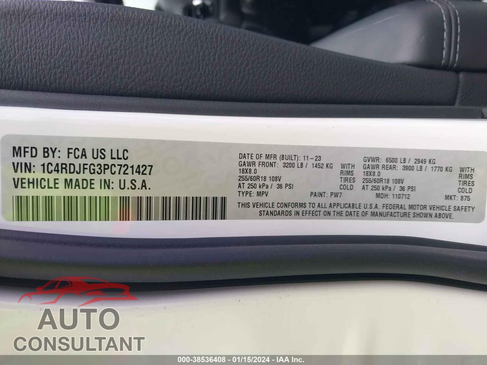 DODGE DURANGO 2023 - 1C4RDJFG3PC721427