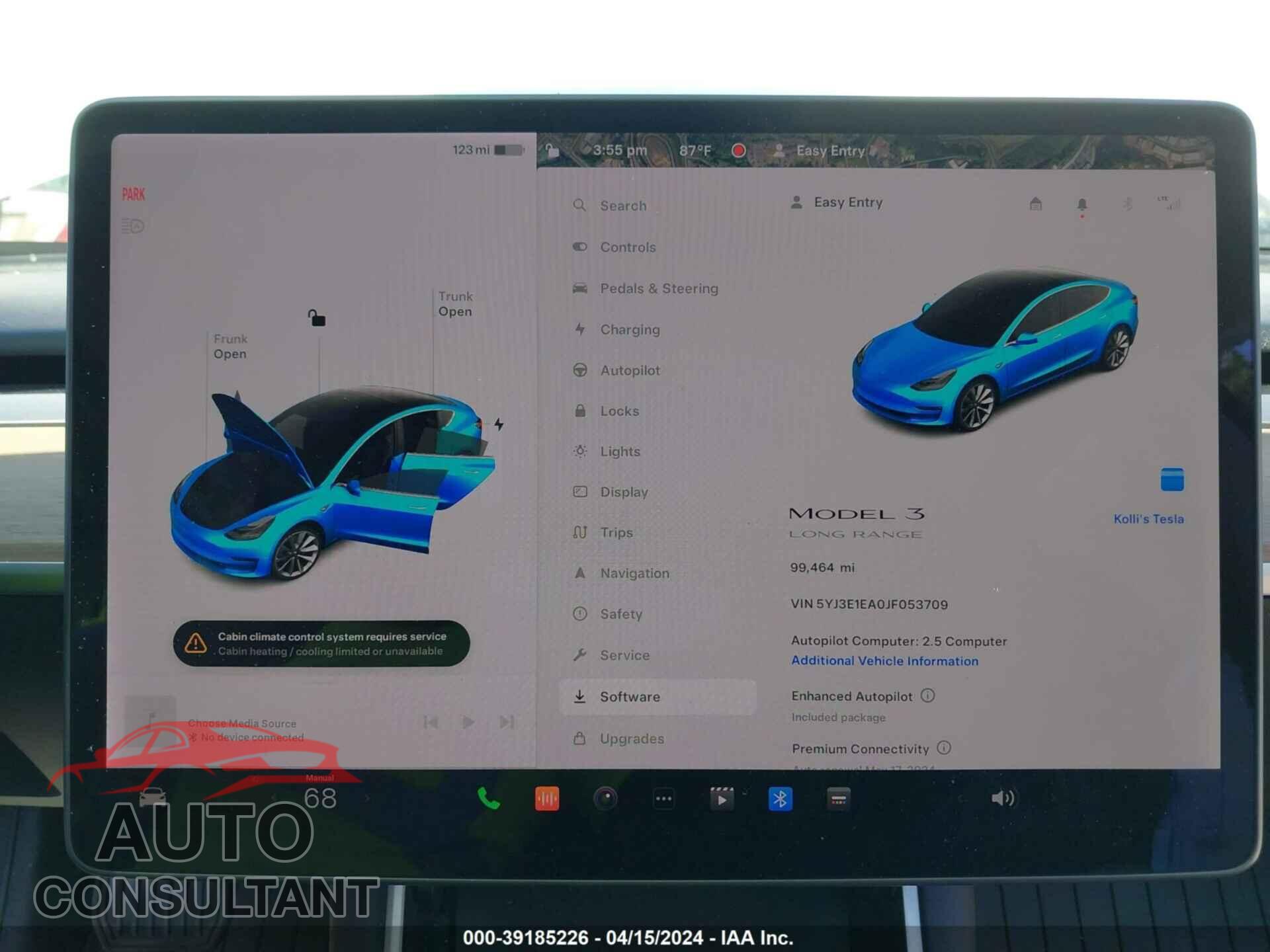 TESLA MODEL 3 2018 - 5YJ3E1EA0JF053709