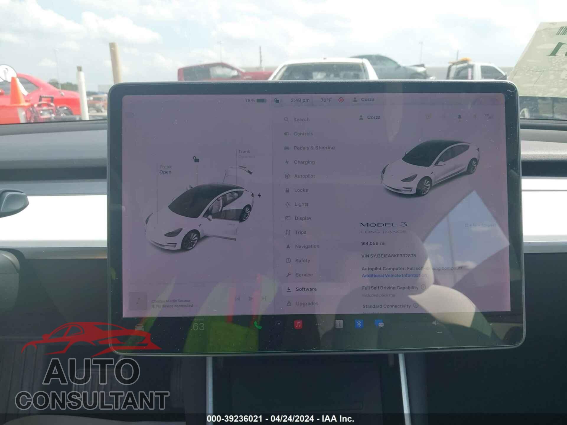 TESLA MODEL 3 2019 - 5YJ3E1EA8KF332875
