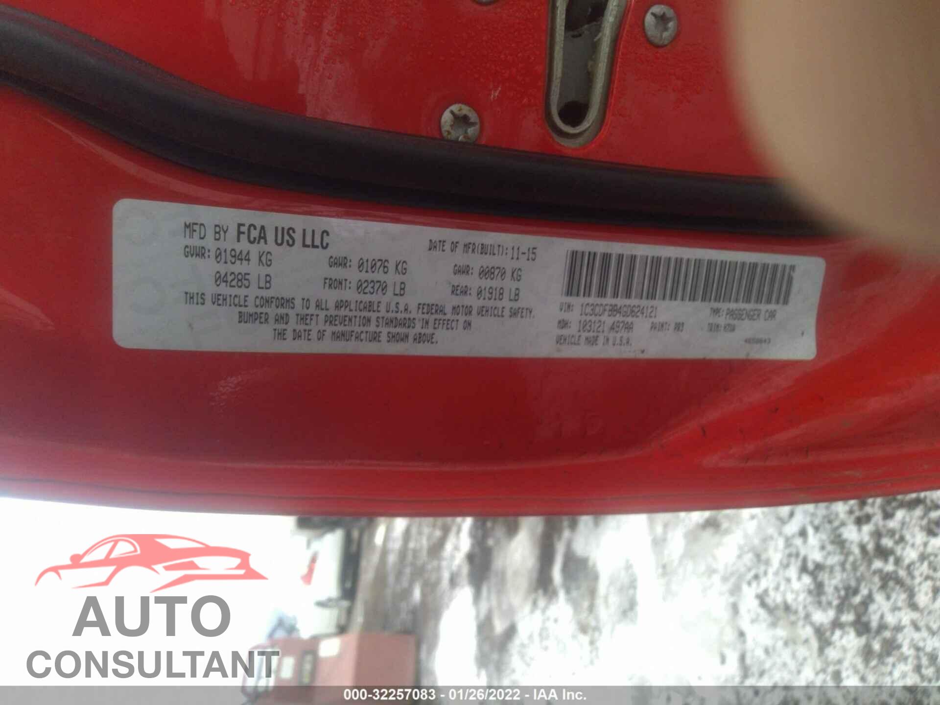 DODGE DART 2016 - 1C3CDFBB4GD624121