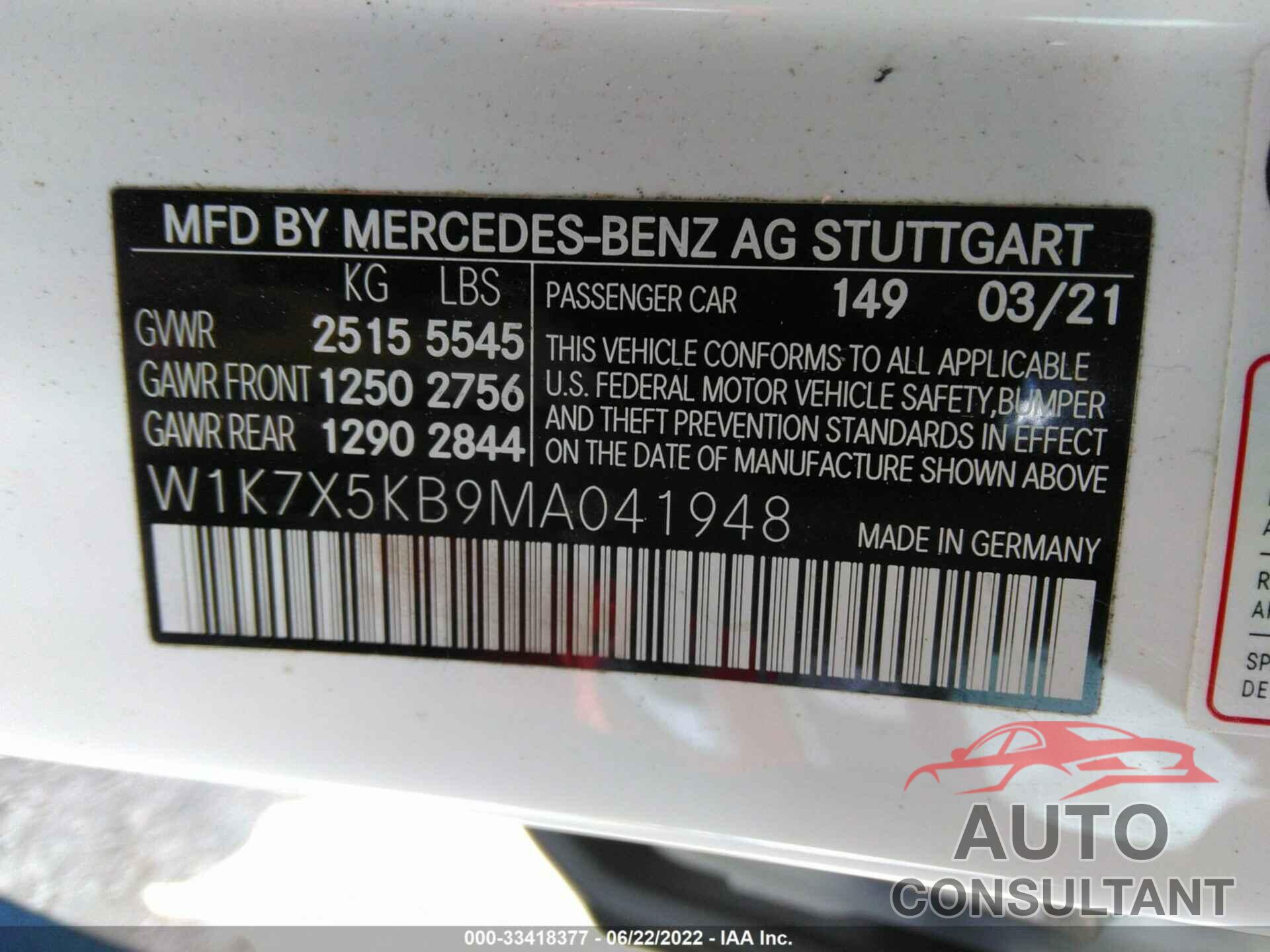 MERCEDES-BENZ AMG GT 2021 - W1K7X5KB9MA041948