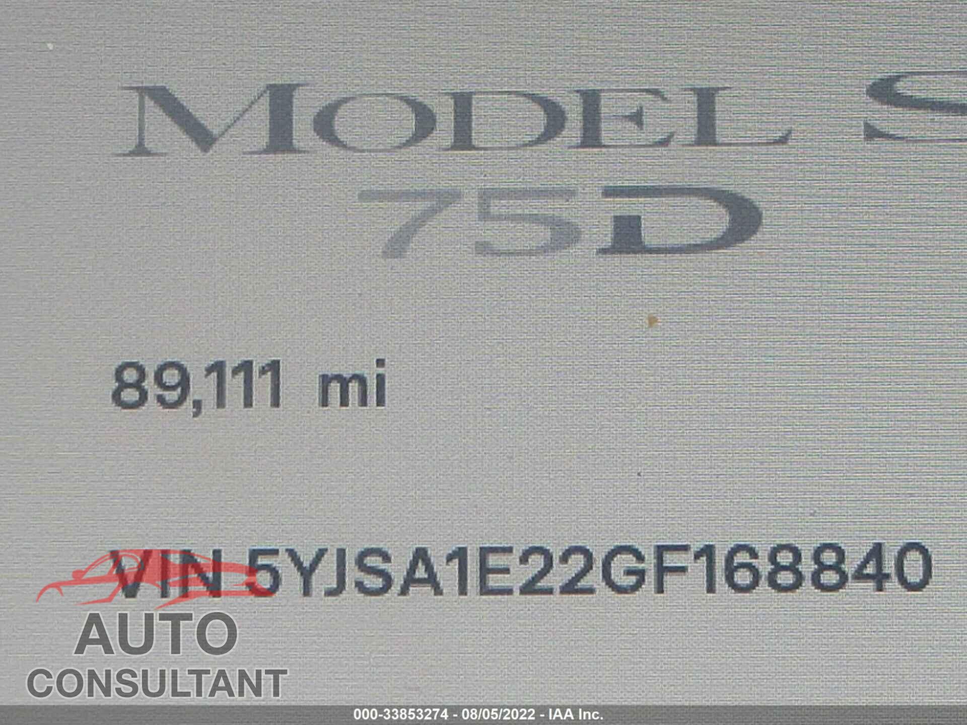 TESLA MODEL S 2016 - 5YJSA1E22GF168840