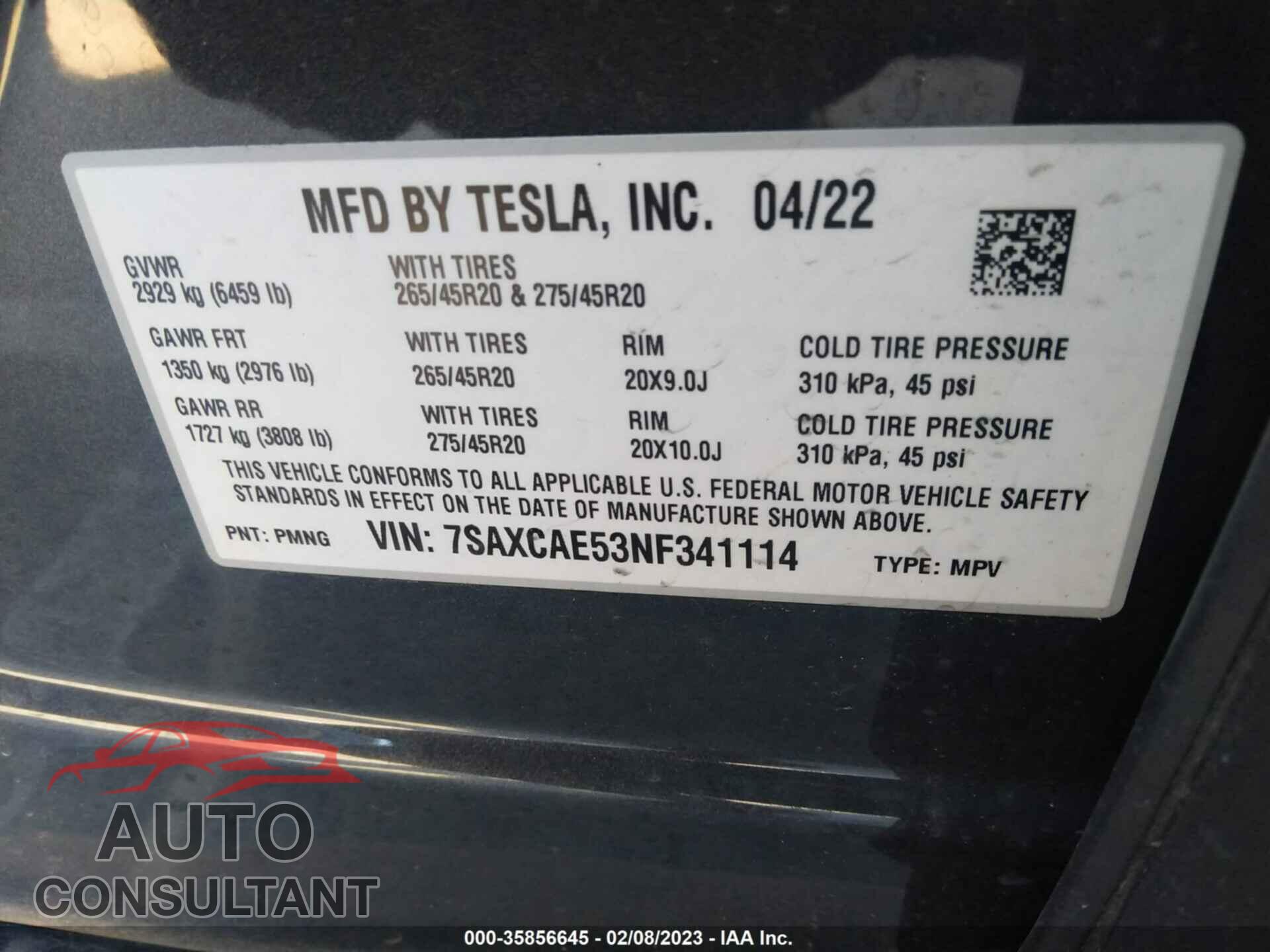 TESLA MODEL X 2022 - 7SAXCAE53NF341114