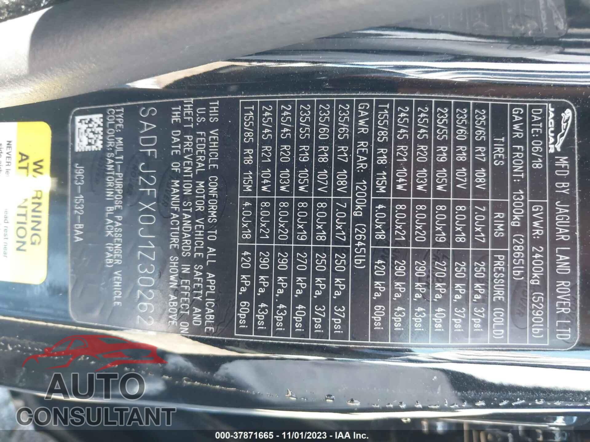 JAGUAR E-PACE 2018 - SADFJ2FX0J1Z30262