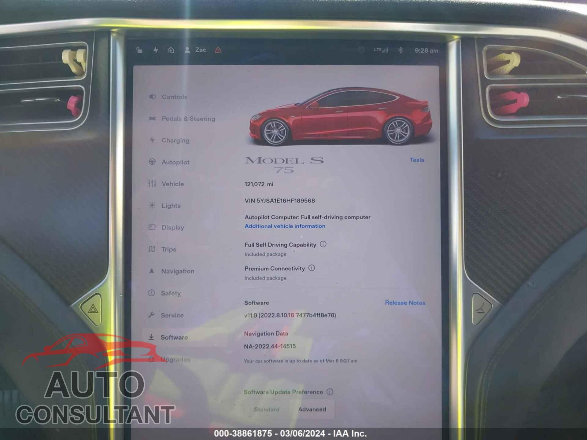 TESLA MODEL S 2017 - 5YJSA1E16HF189568