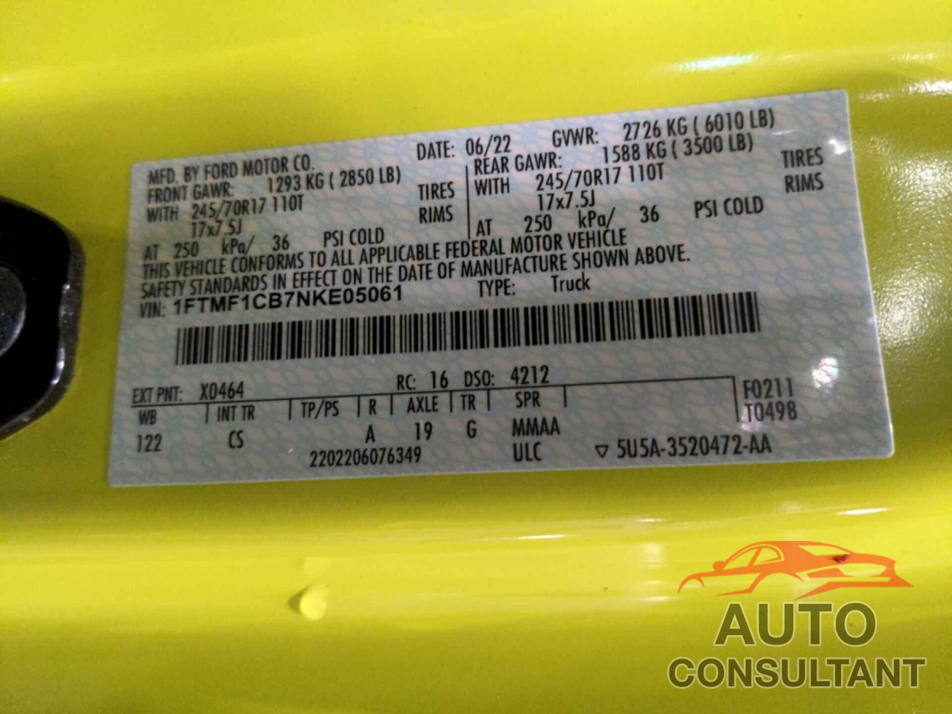FORD F-150 2022 - 1FTMF1CB7NKE05061