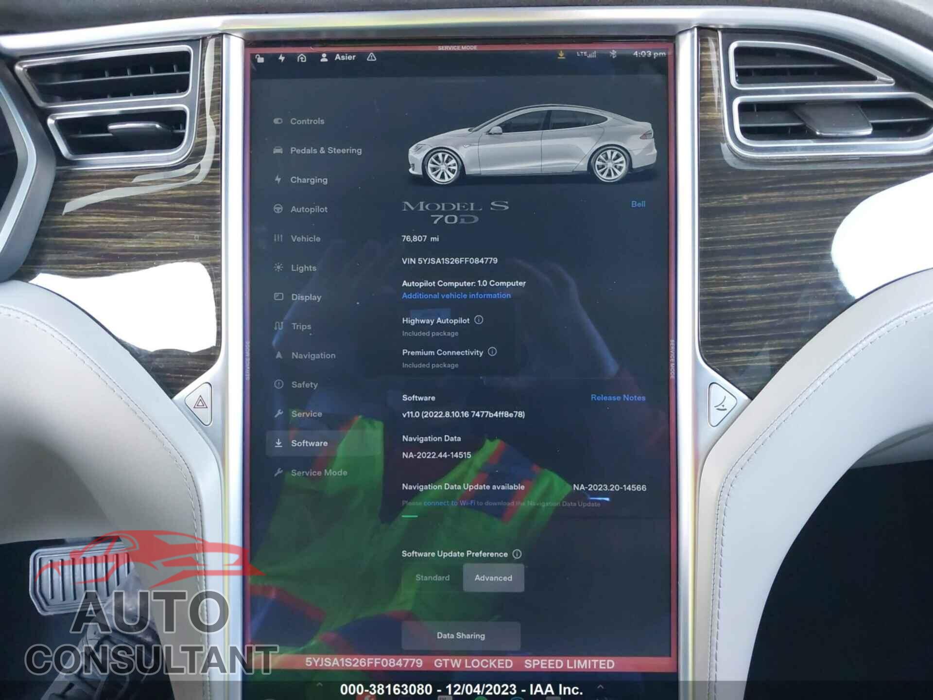 TESLA MODEL S 2015 - 5YJSA1S26FF084779