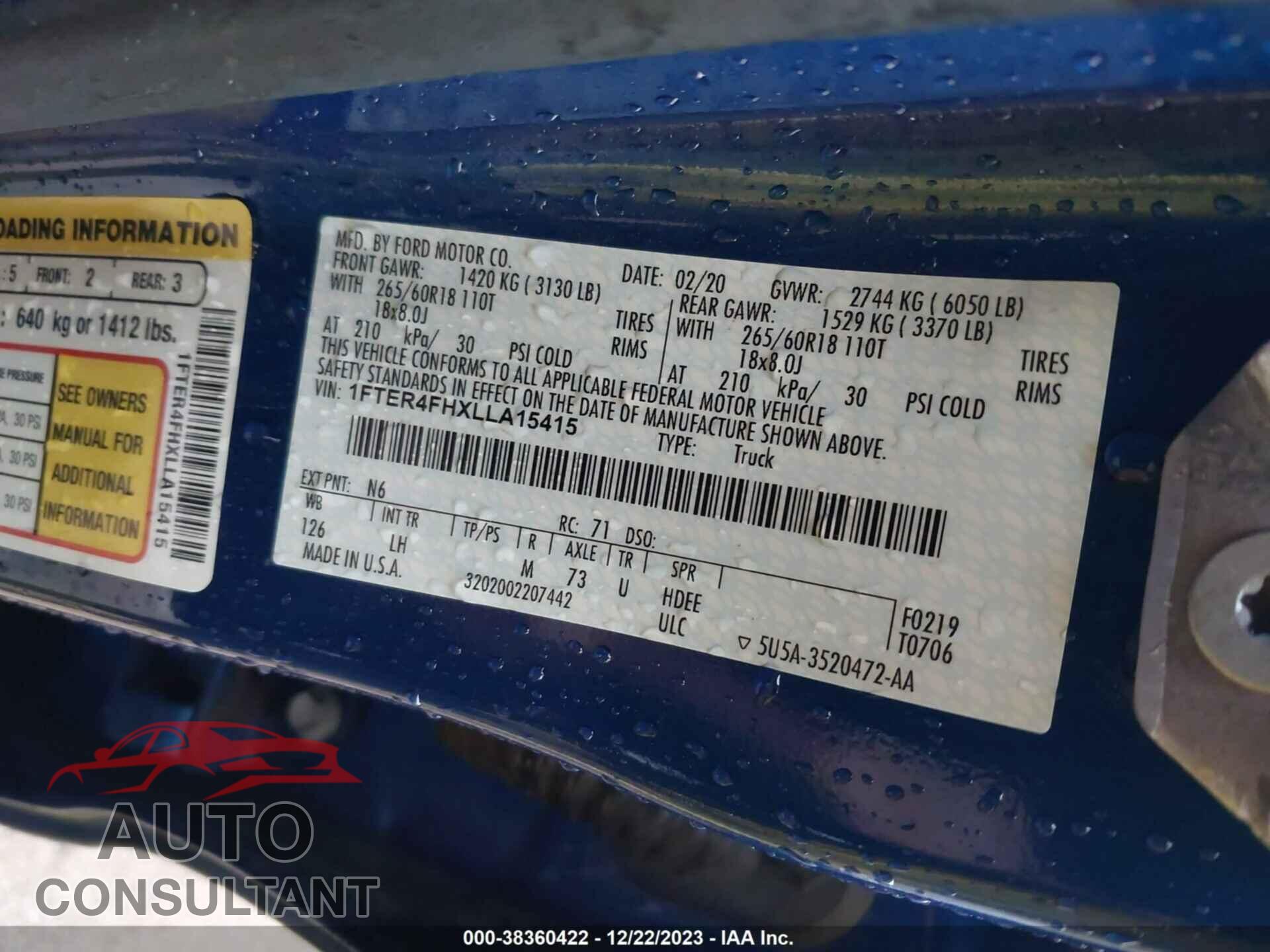 FORD RANGER 2020 - 1FTER4FHXLLA15415