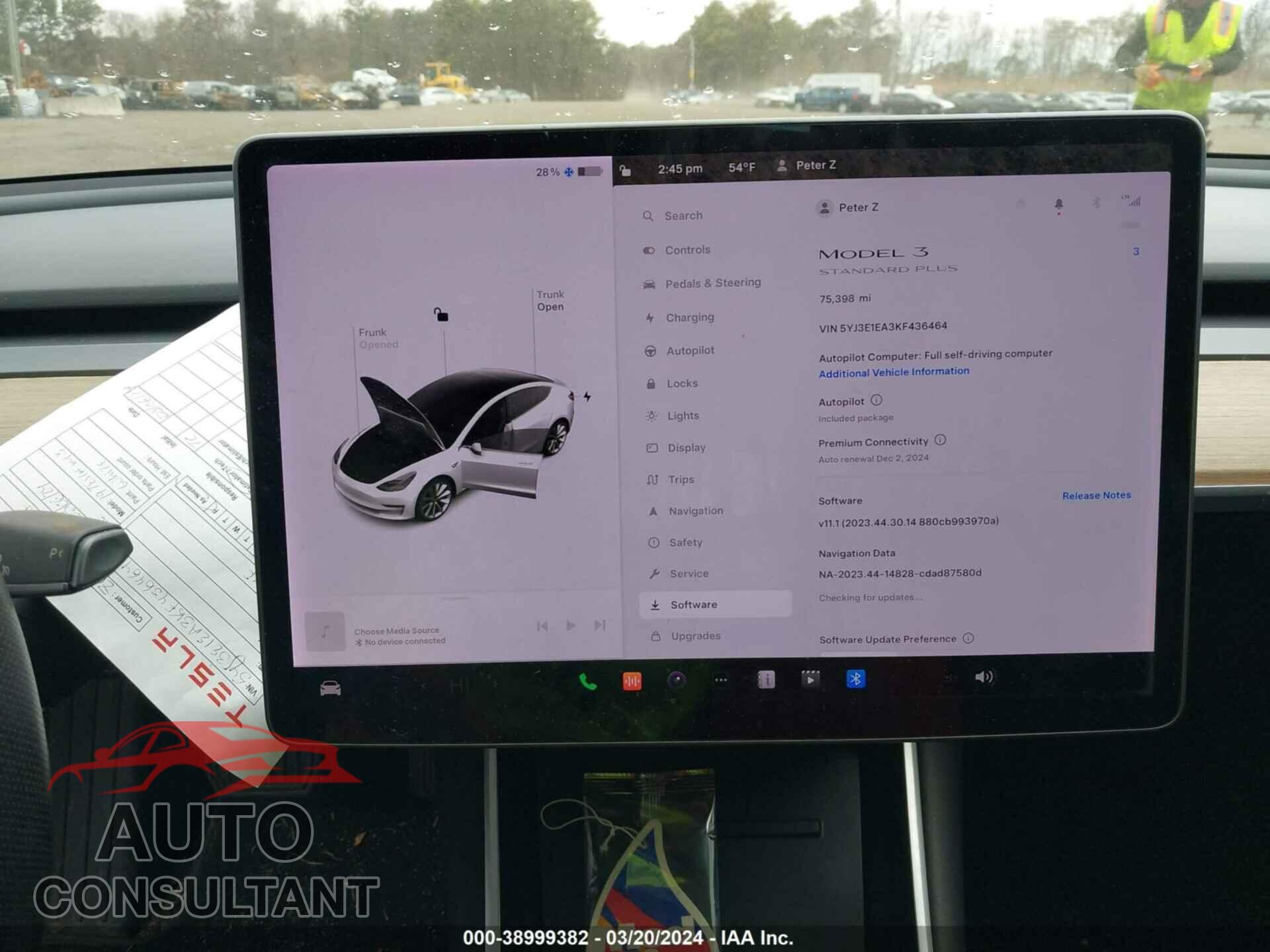 TESLA MODEL 3 2019 - 5YJ3E1EA3KF436464