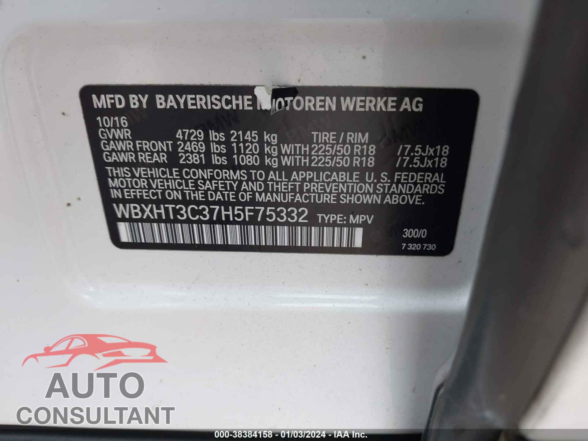 BMW X1 2017 - WBXHT3C37H5F75332