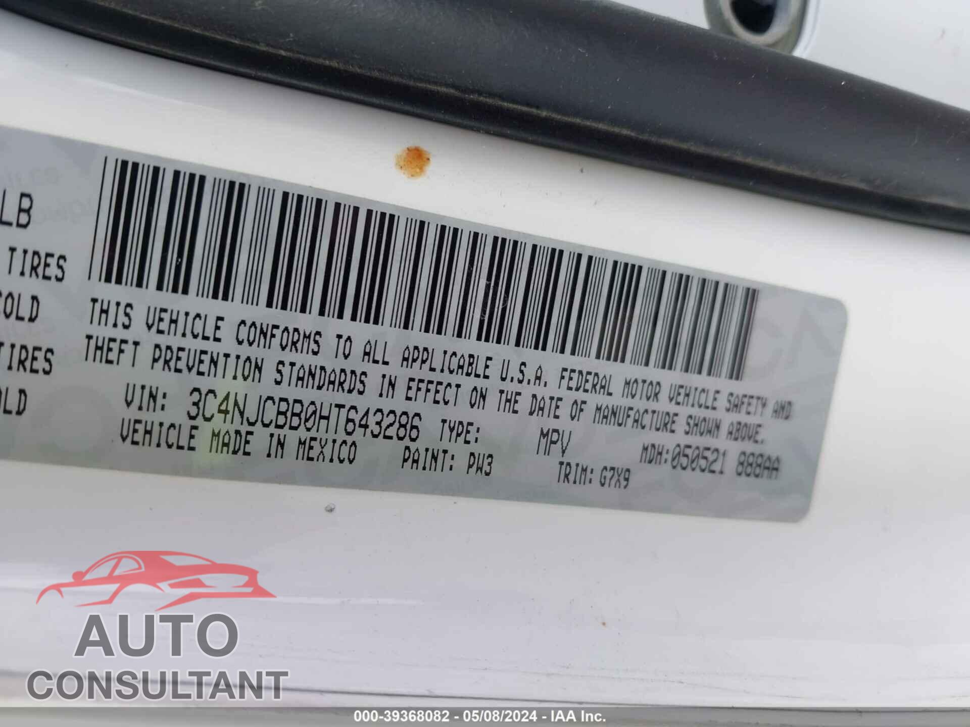 JEEP COMPASS 2017 - 3C4NJCBB0HT643286
