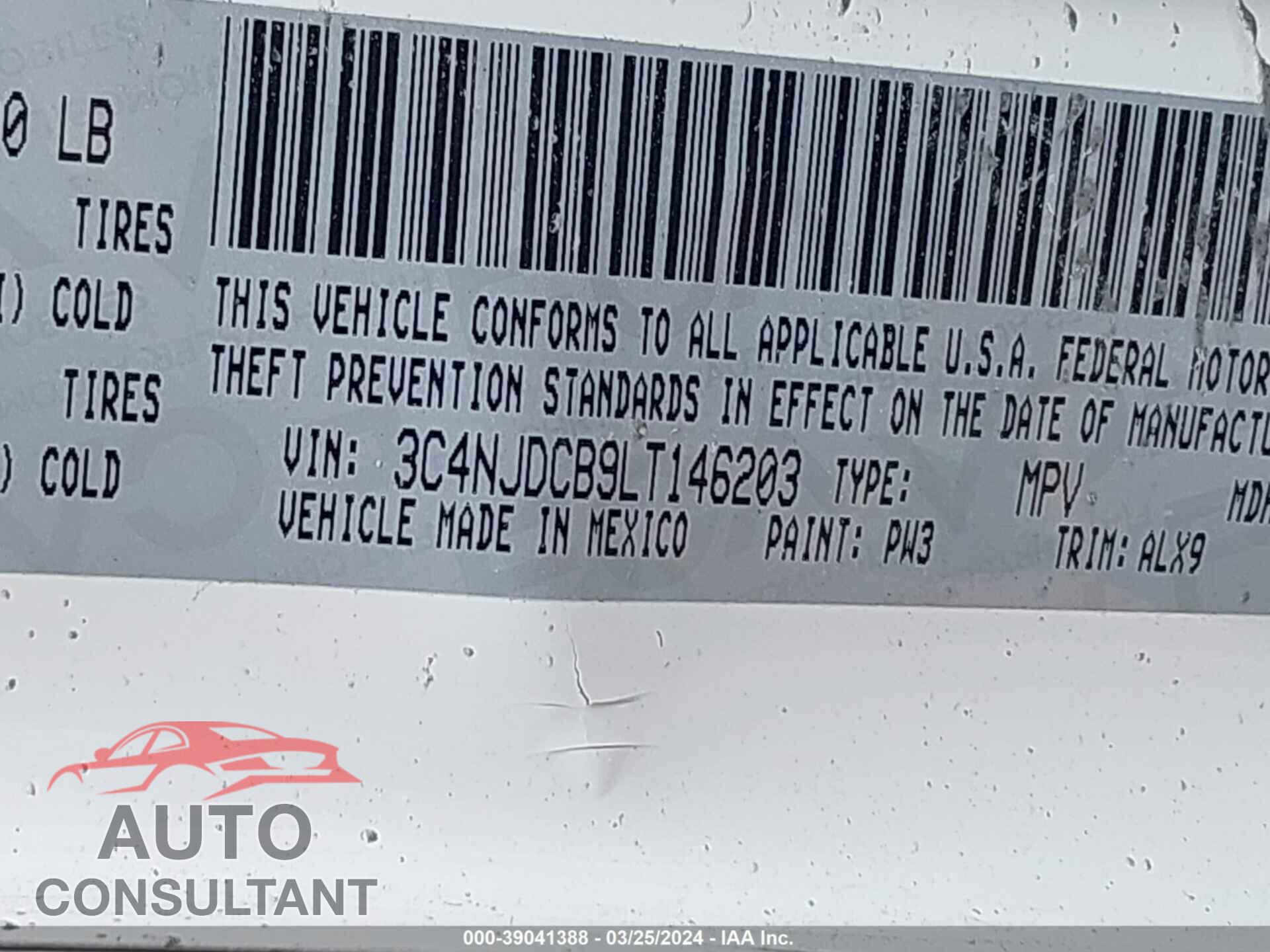 JEEP COMPASS 2020 - 3C4NJDCB9LT146203