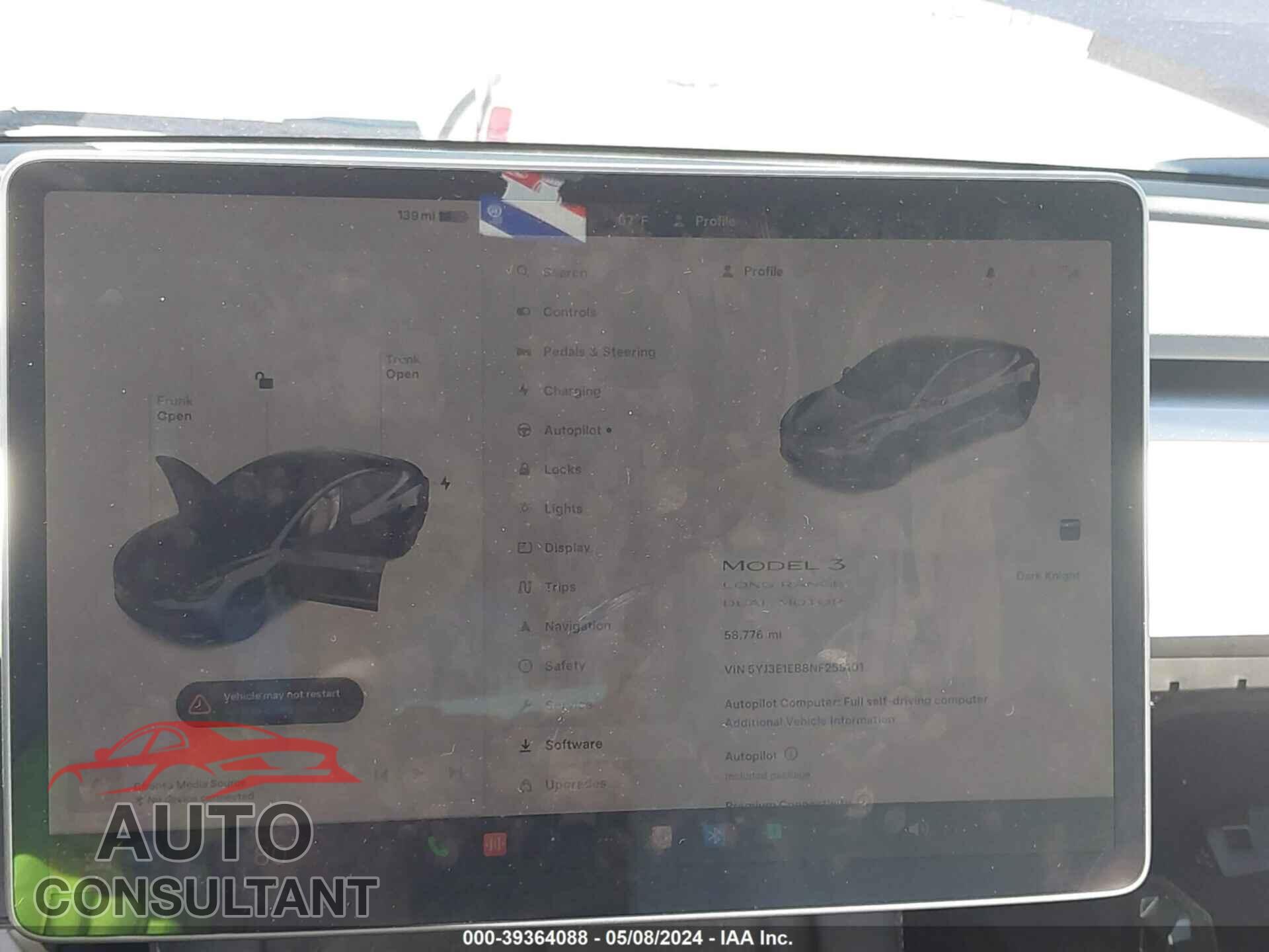 TESLA MODEL 3 2022 - 5YJ3E1EB8NF255101