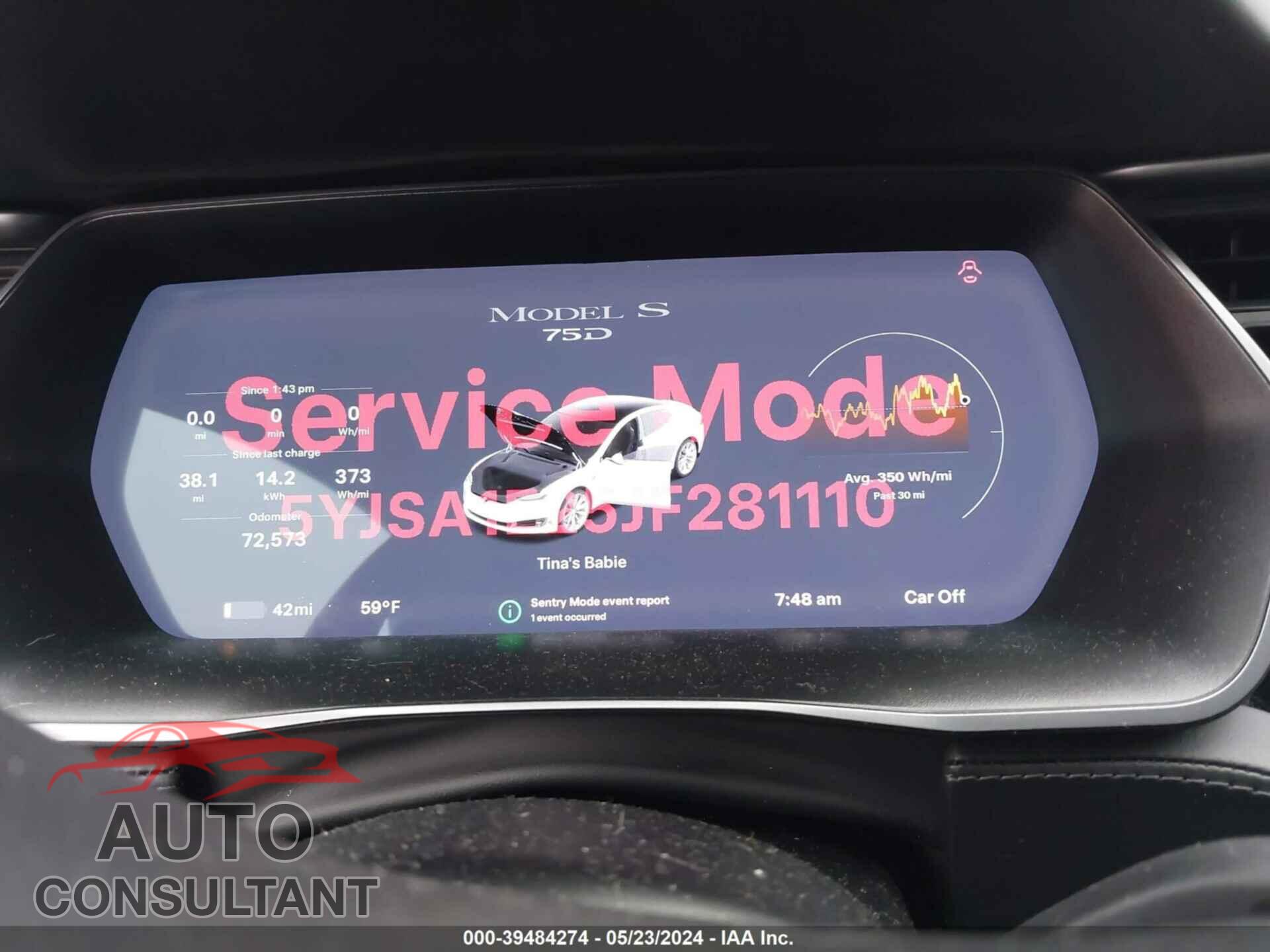 TESLA MODEL S 2018 - 5YJSA1E25JF281110