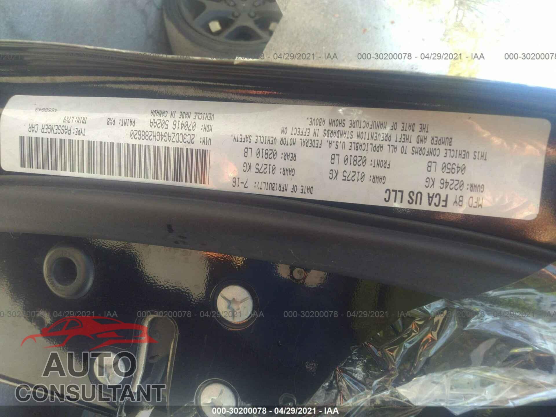 DODGE CHALLENGER 2016 - 2C3CDZAG4GH288620