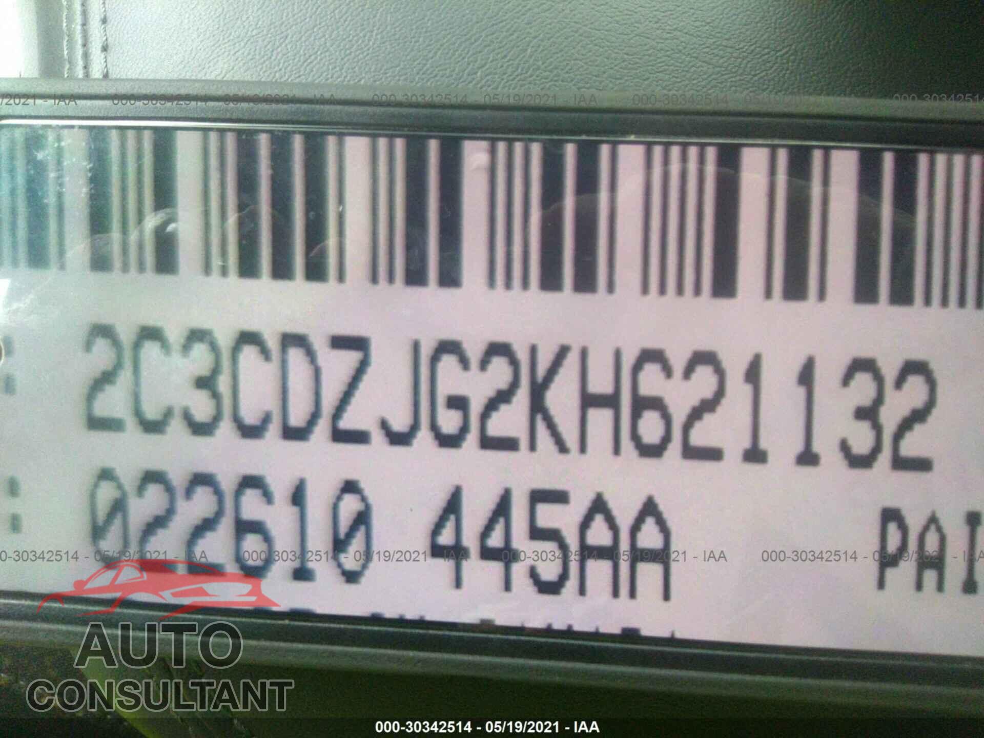 DODGE CHALLENGER 2019 - 2C3CDZJG2KH621132