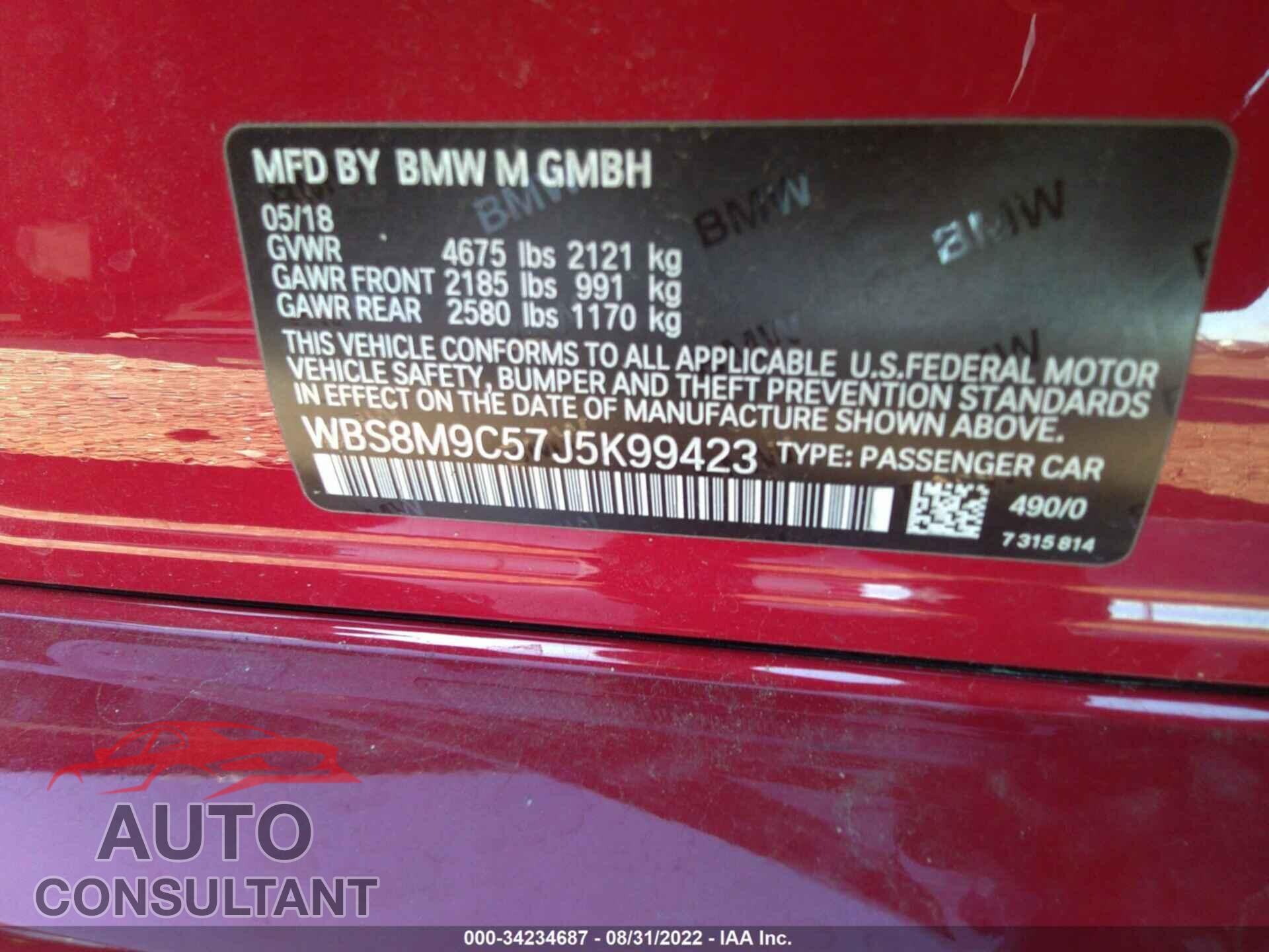 BMW M3 2018 - WBS8M9C57J5K99423