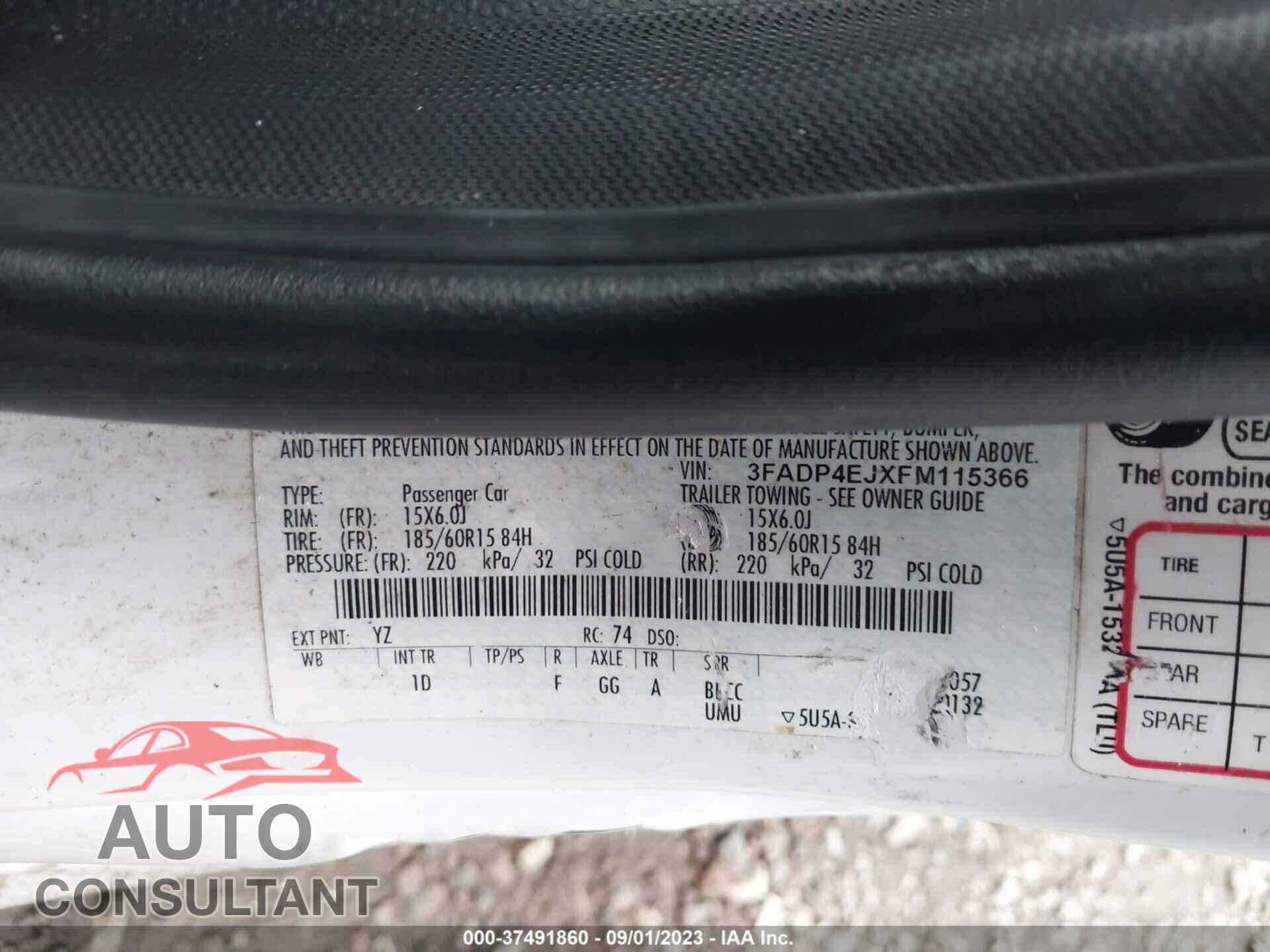 FORD FIESTA 2015 - 3FADP4EJXFM115366