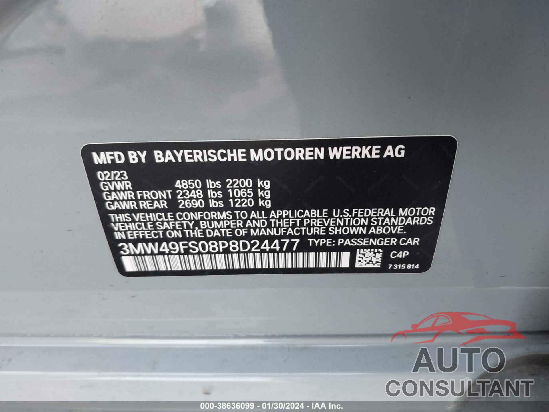 BMW 3 SERIES 2023 - 3MW49FS08P8D24477