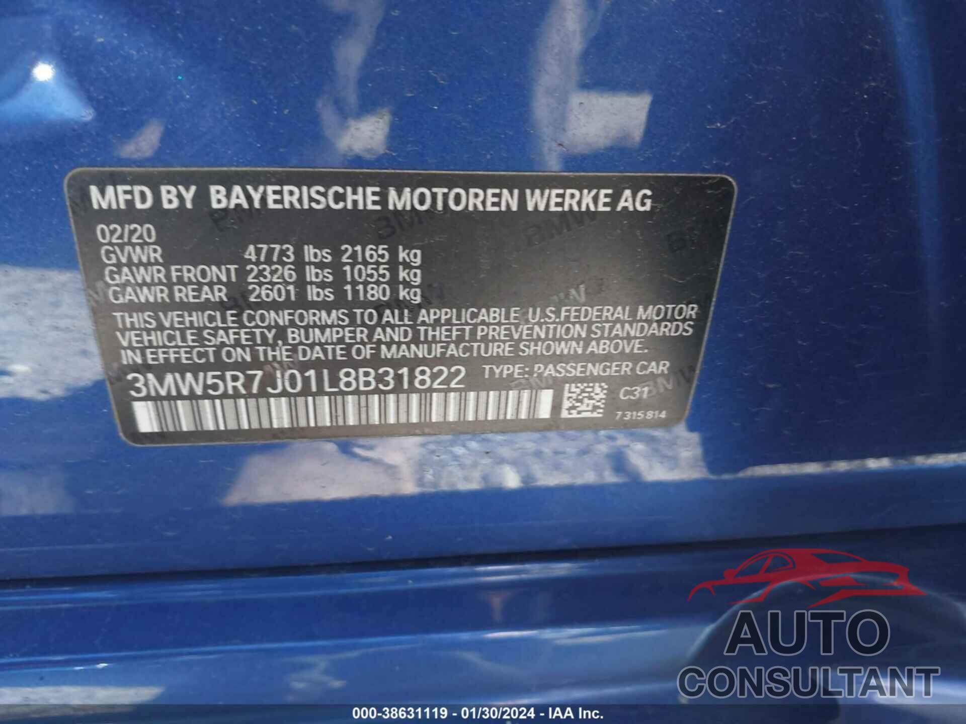 BMW 330I 2020 - 3MW5R7J01L8B31822