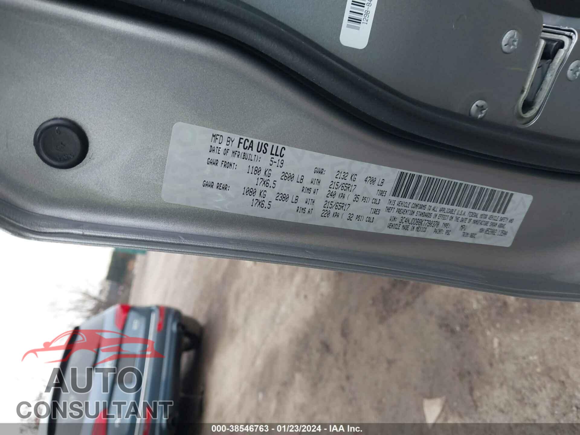 JEEP COMPASS 2019 - 3C4NJDDB8KT790370