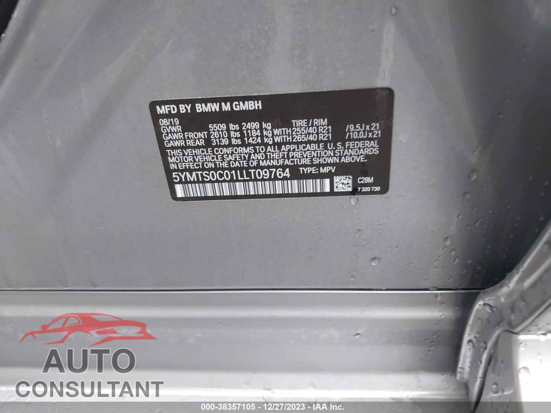 BMW X3 M 2020 - 5YMTS0C01LLT09764