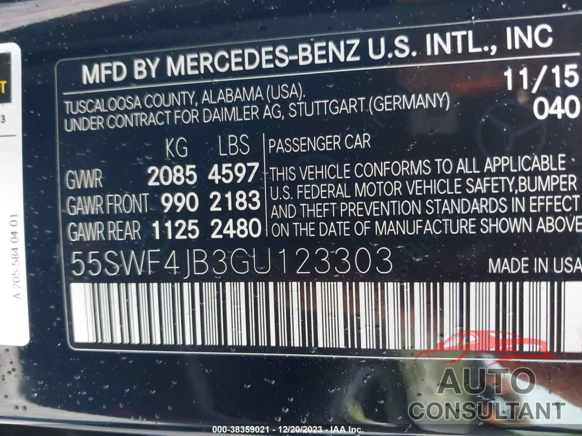 MERCEDES-BENZ C 300 2016 - 55SWF4JB3GU123303