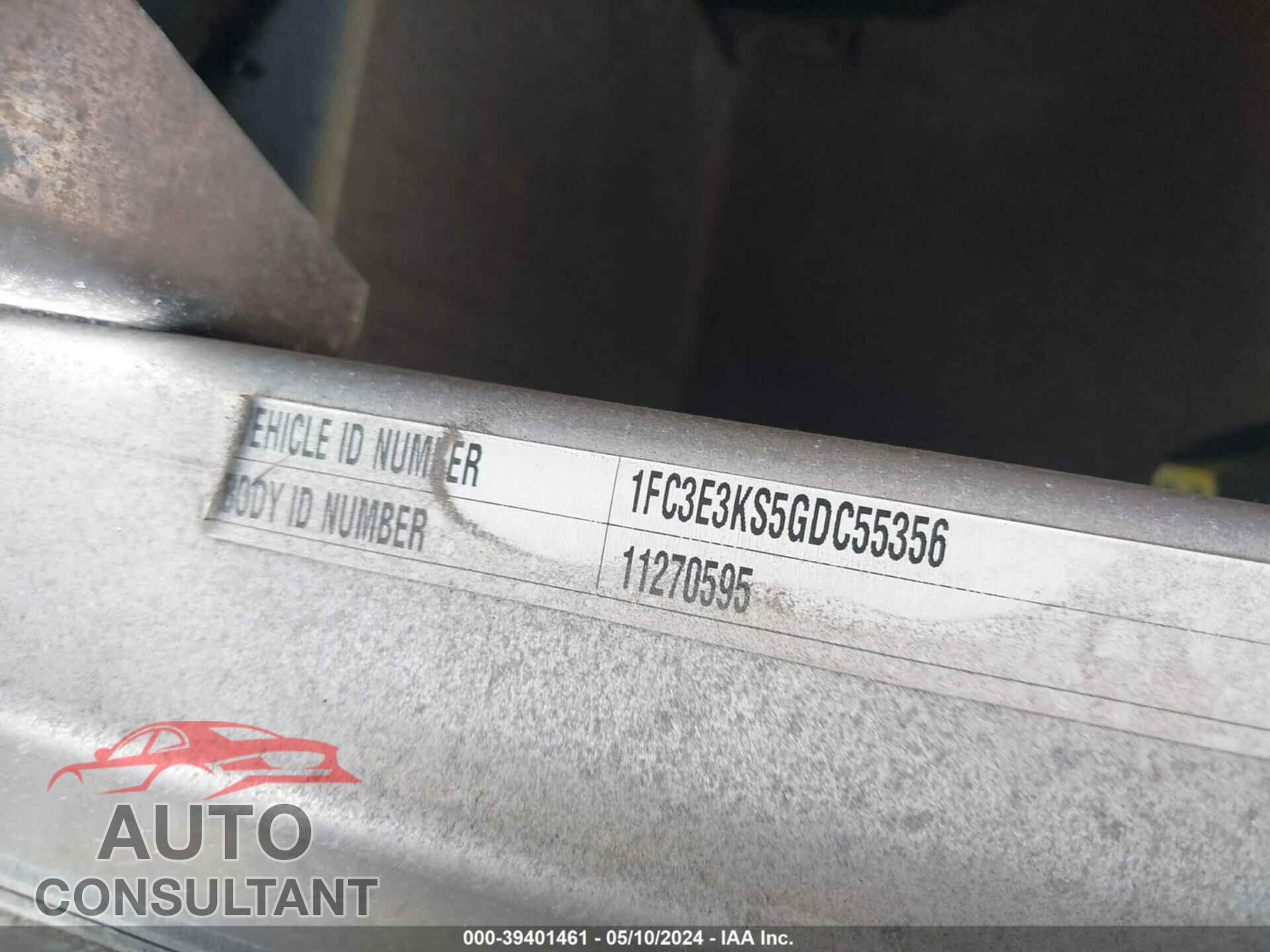 FORD E-350 STRIPPED 2016 - 1FC3E3KS5GDC55356