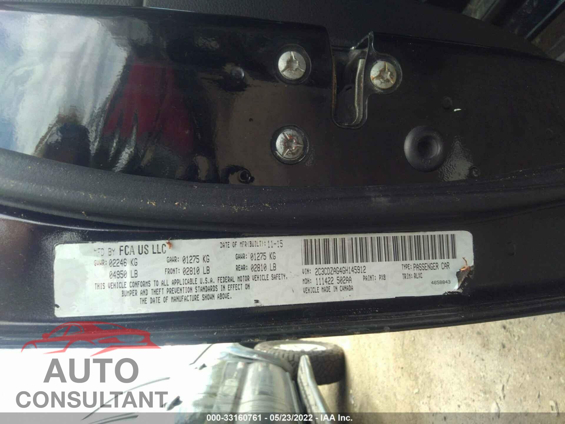 DODGE CHALLENGER 2016 - 2C3CDZAG4GH145912