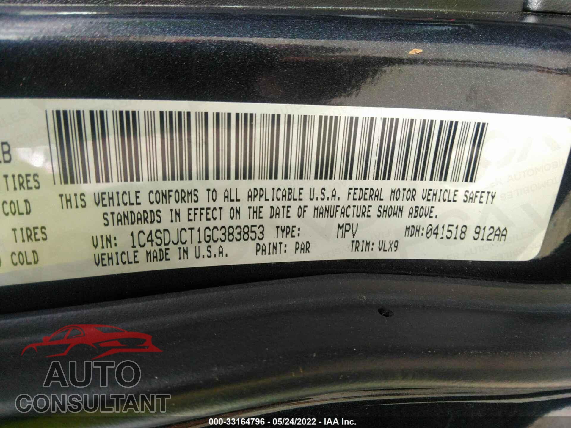 DODGE DURANGO 2016 - 1C4SDJCT1GC383853